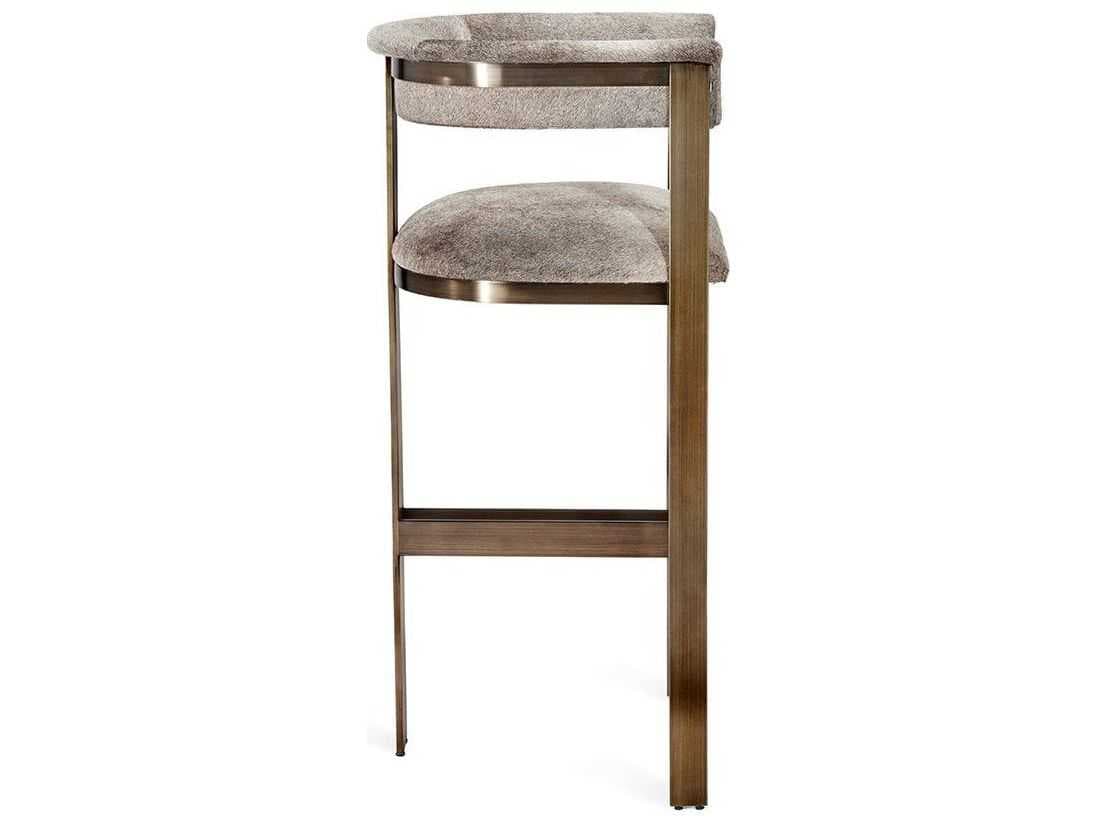 Interlude Home Darcy Leather Antique Bronze Natural Grey Bar Stool