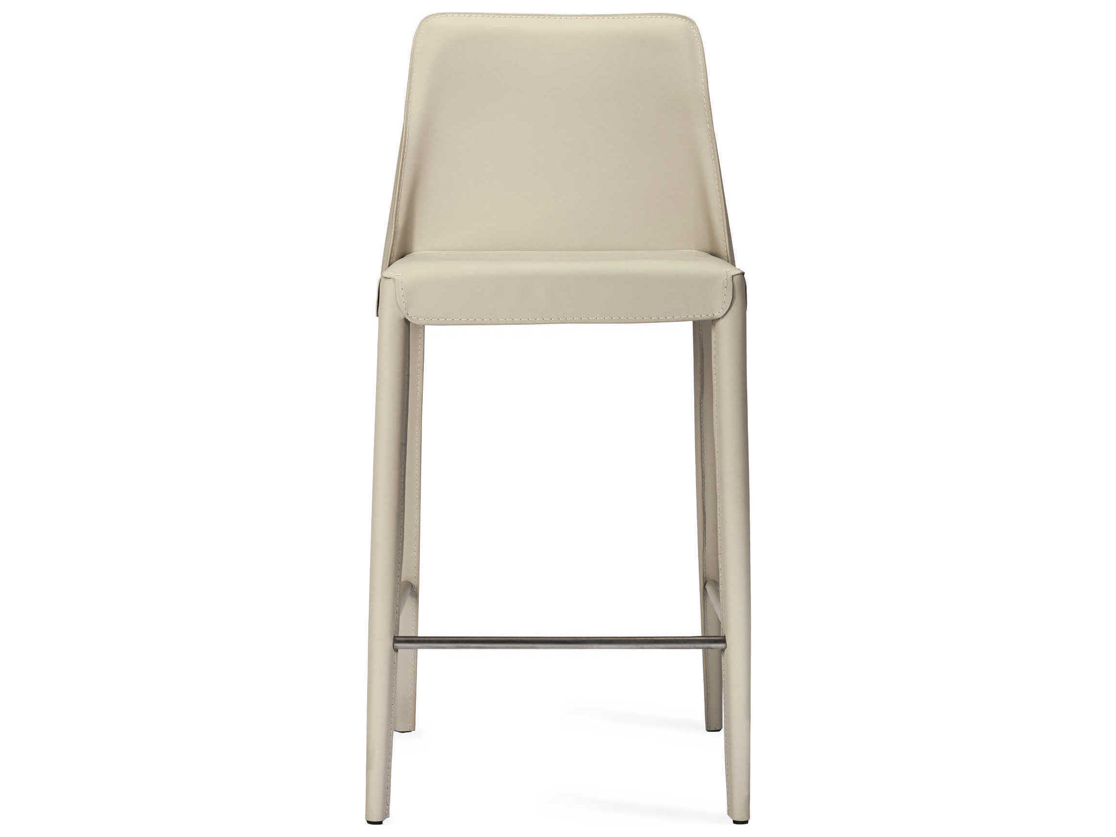 Interlude Home Malin Leather Mediterranean Sand Polished Nickel Counter Stool