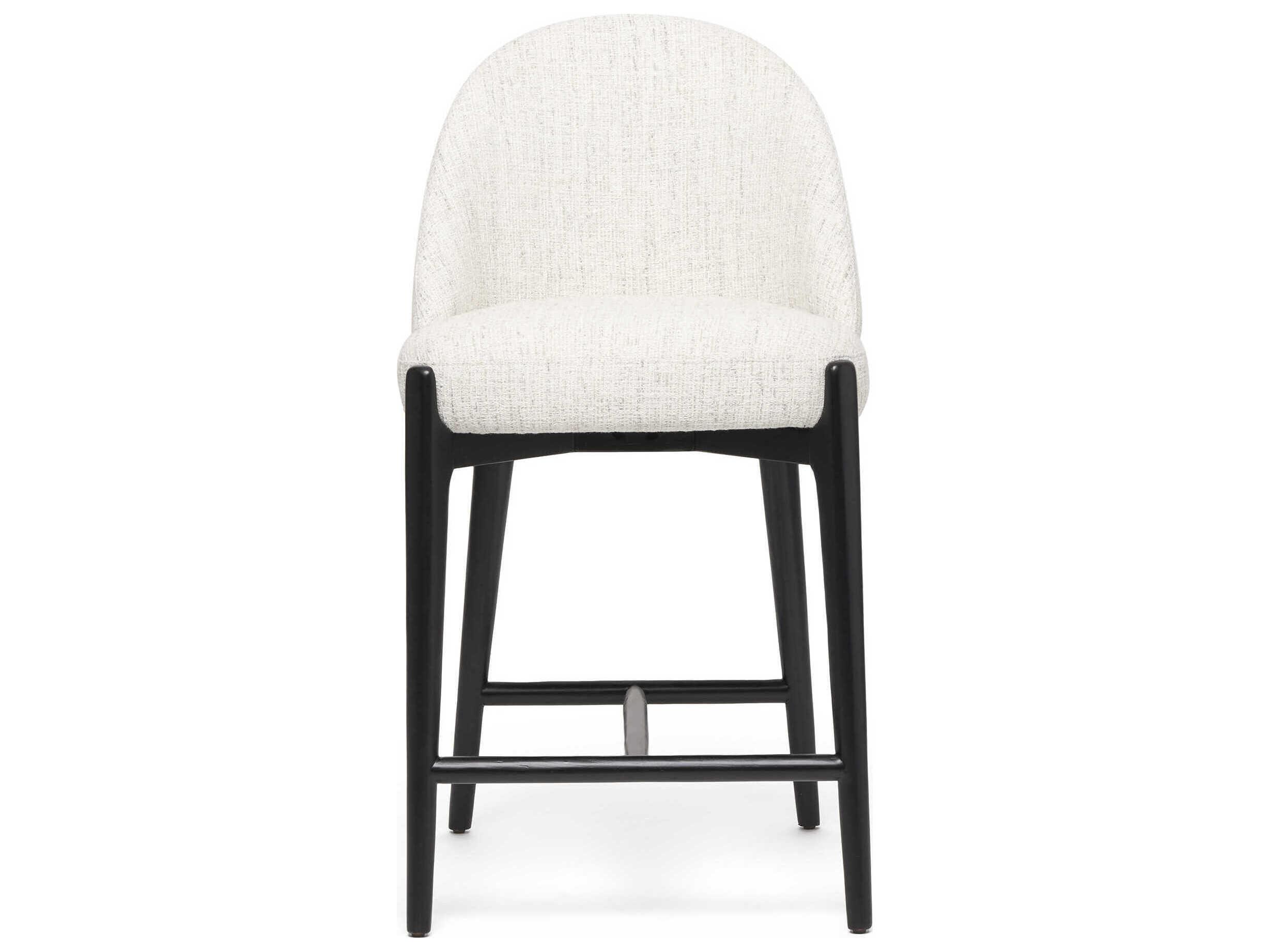 Interlude Home Oakley Matte Black Beach Heather Upholstered Ash Wood Counter Stool