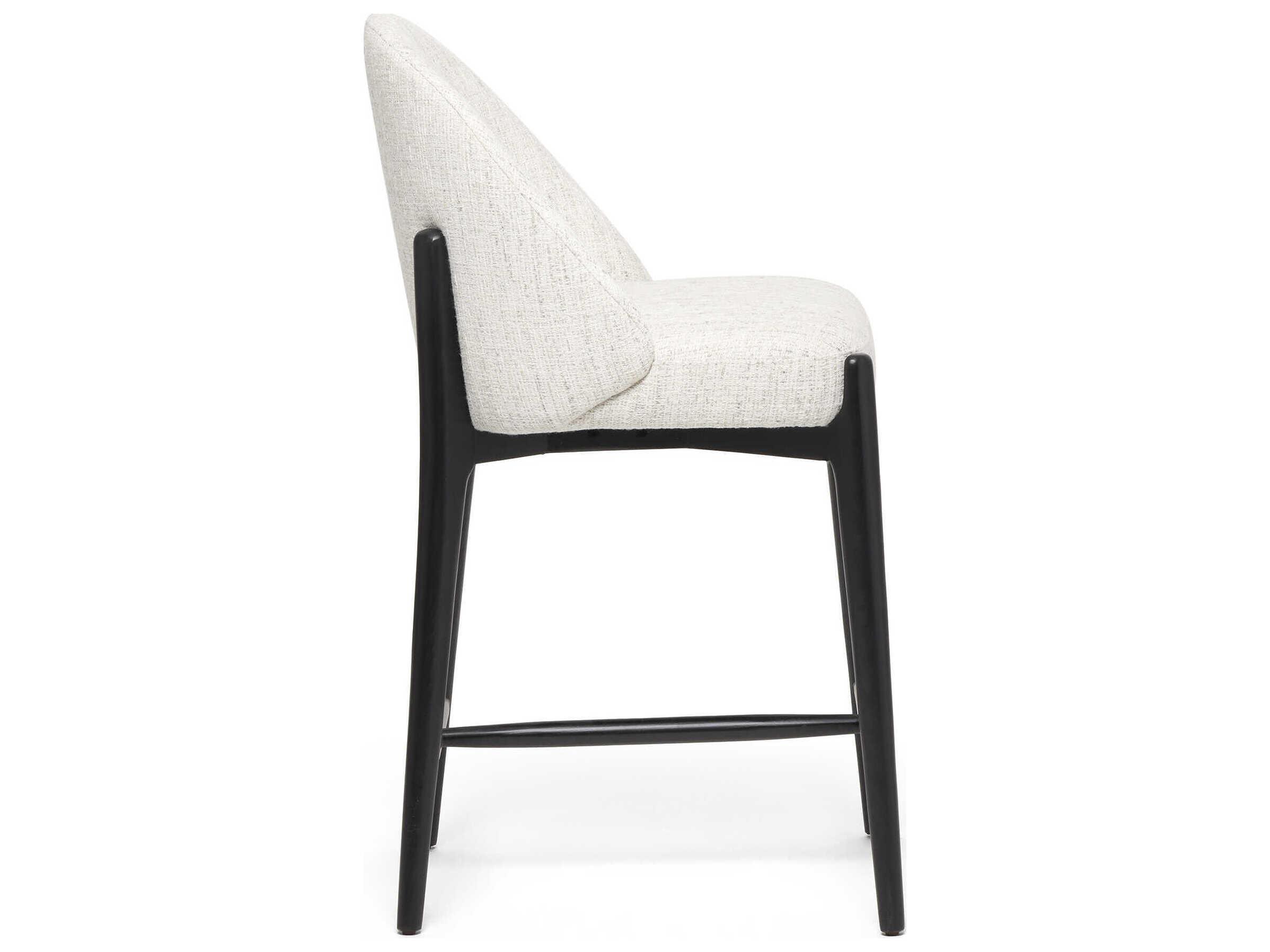 Interlude Home Oakley Matte Black Beach Heather Upholstered Ash Wood Counter Stool