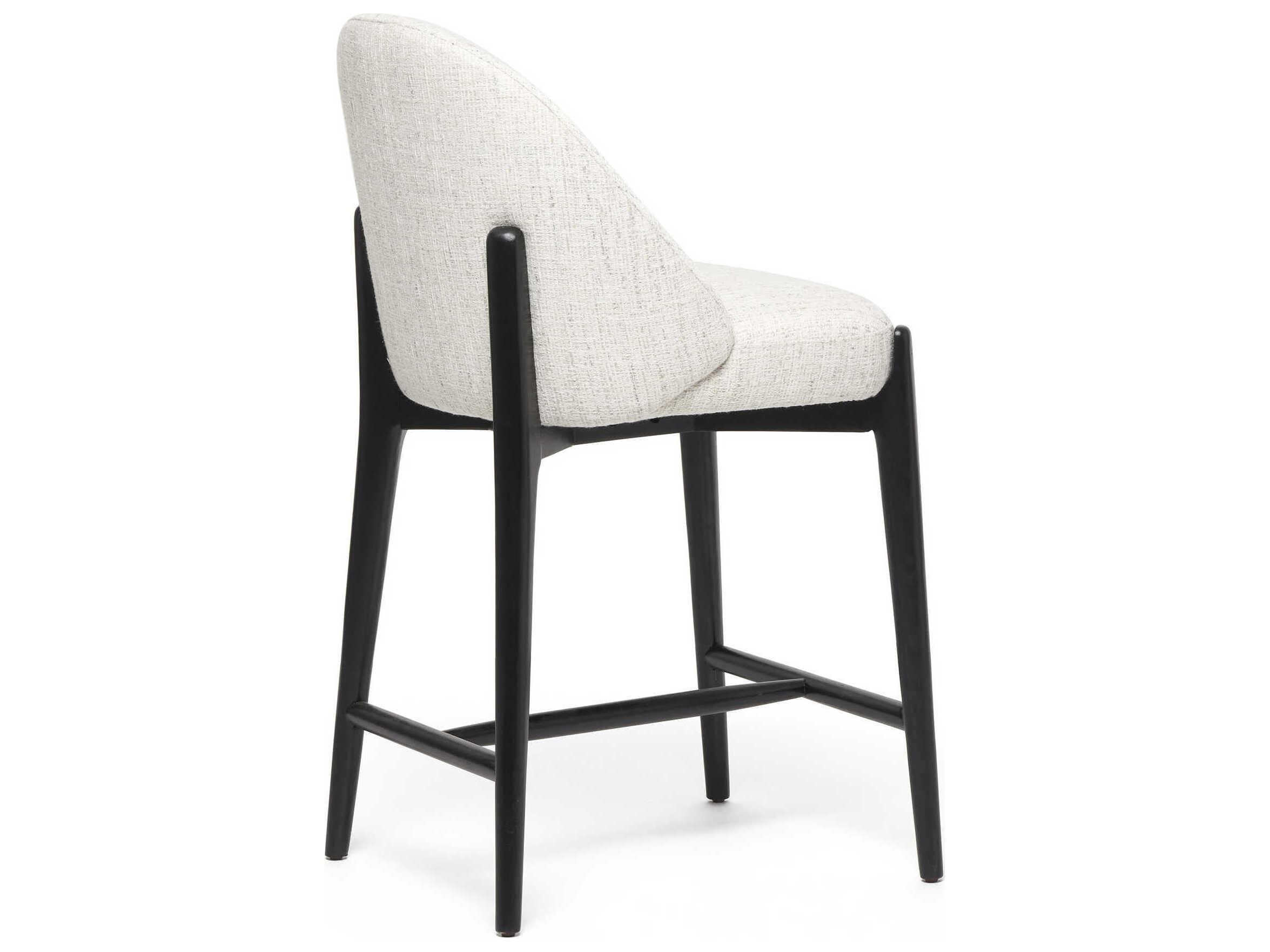 Interlude Home Oakley Matte Black Beach Heather Upholstered Ash Wood Counter Stool