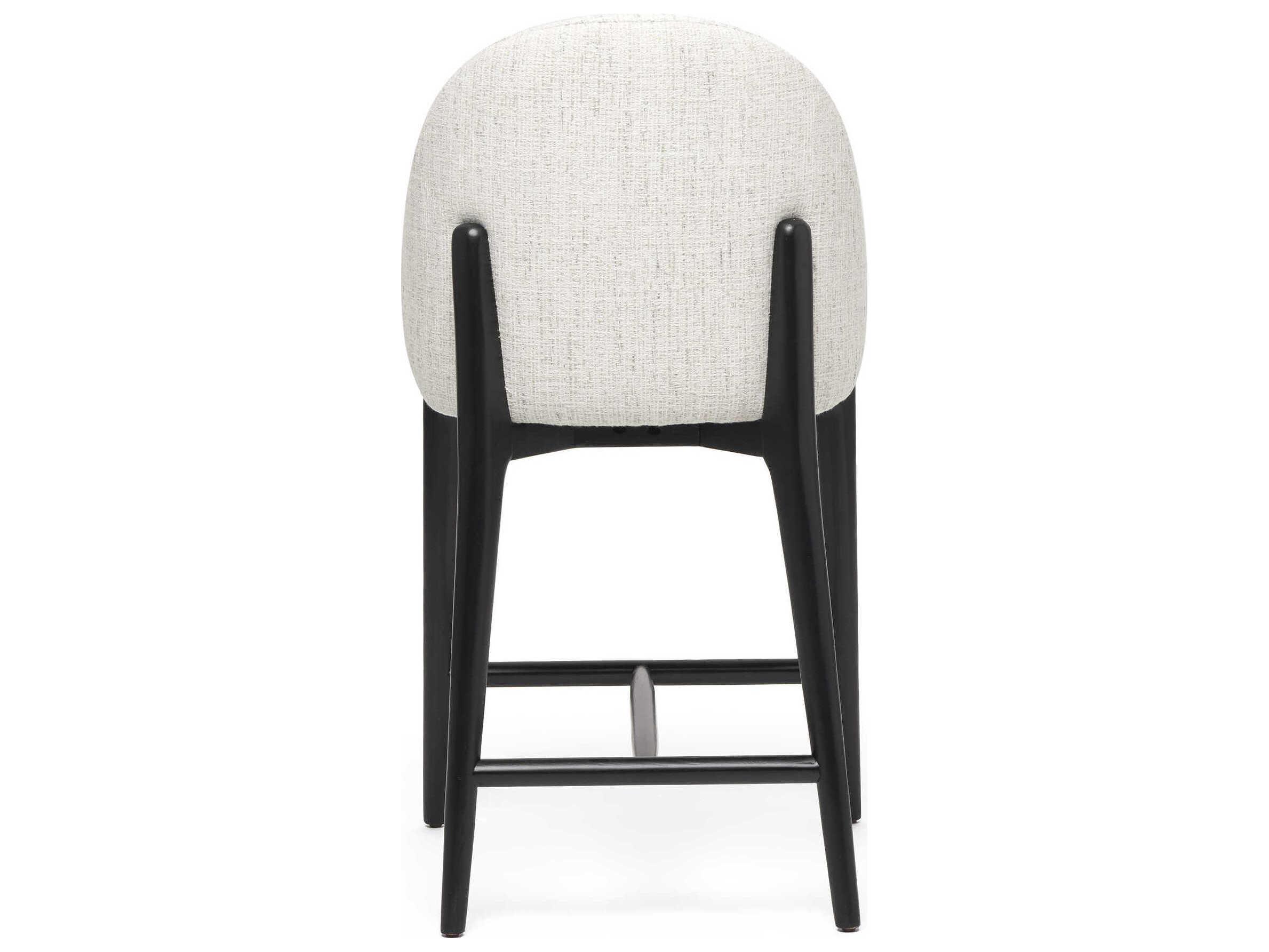 Interlude Home Oakley Matte Black Beach Heather Upholstered Ash Wood Counter Stool