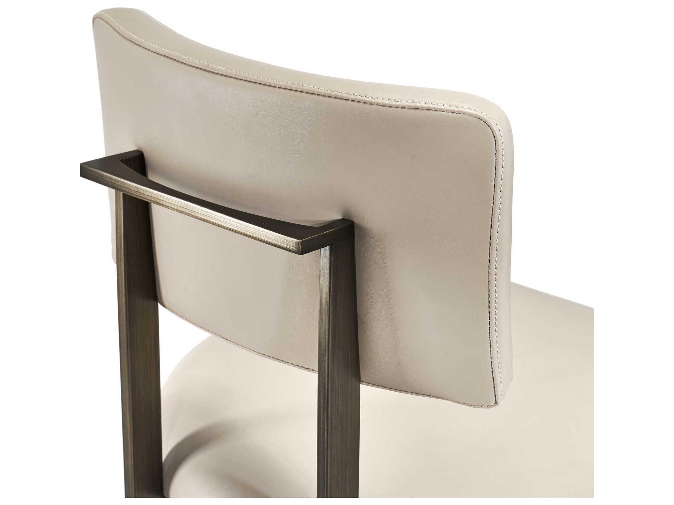 Interlude Home Landon Antique Bronze Cream Latte Leather Counter Stool