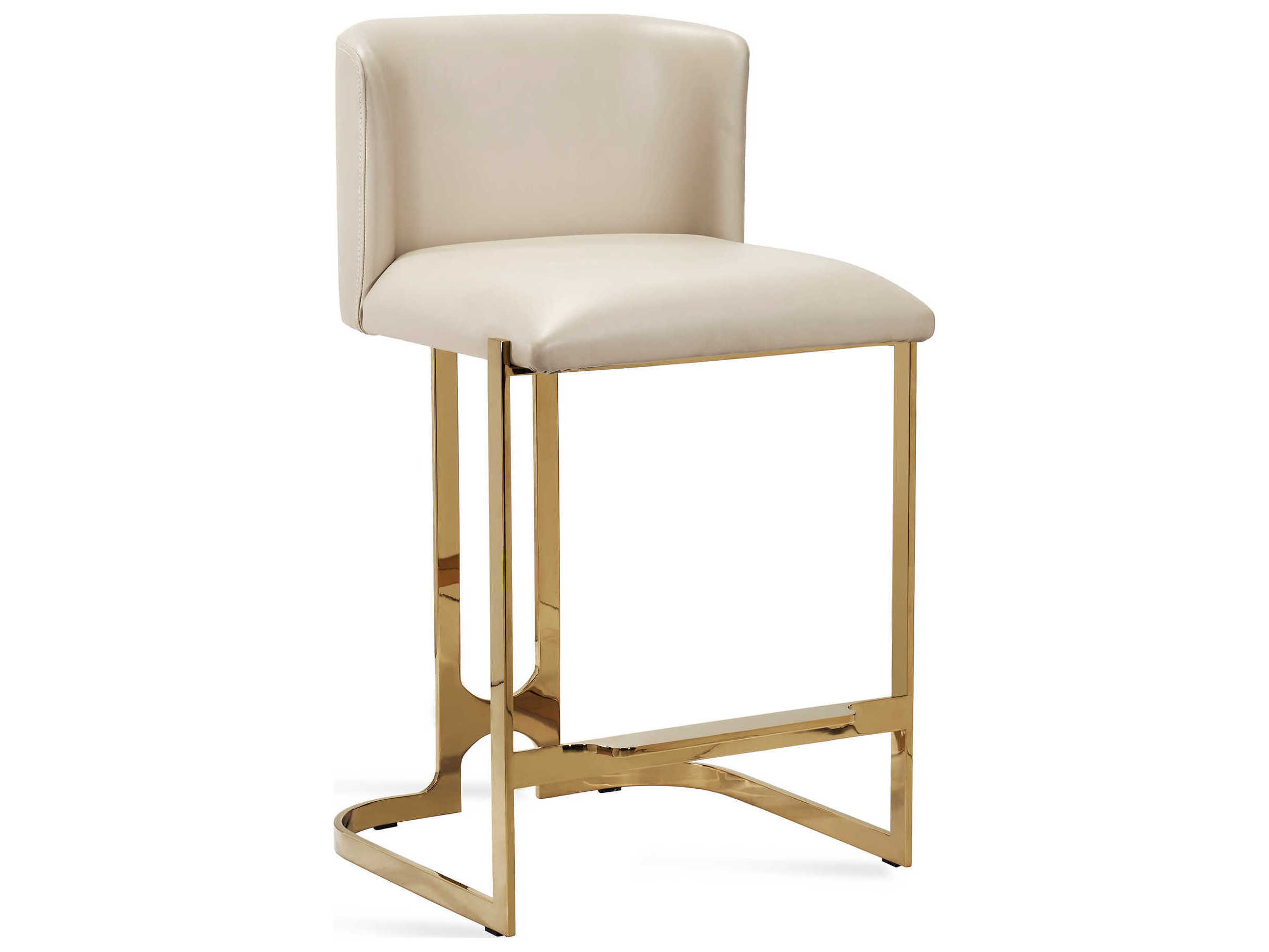 Interlude Home Banks Polished Brass Cream Latte Counter Stool
