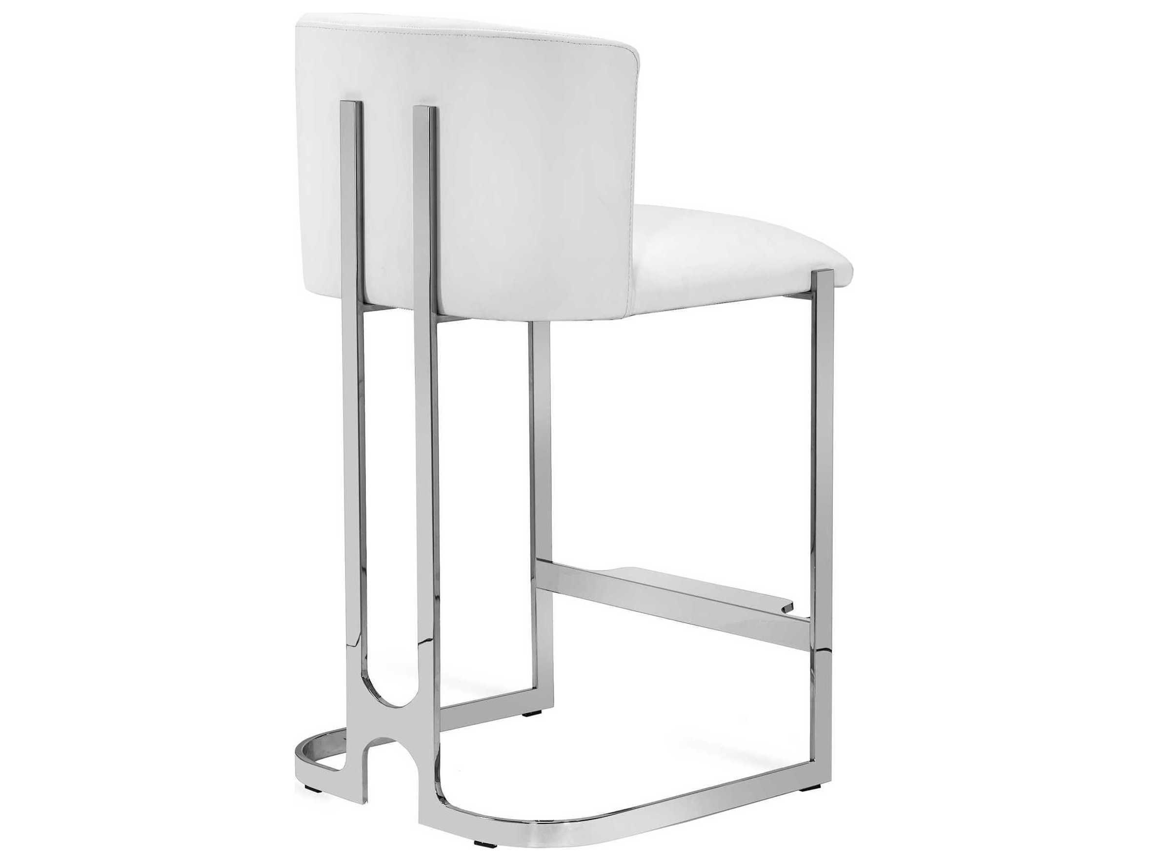 Interlude Home Banks Polished Nickel Alpine White Counter Stool