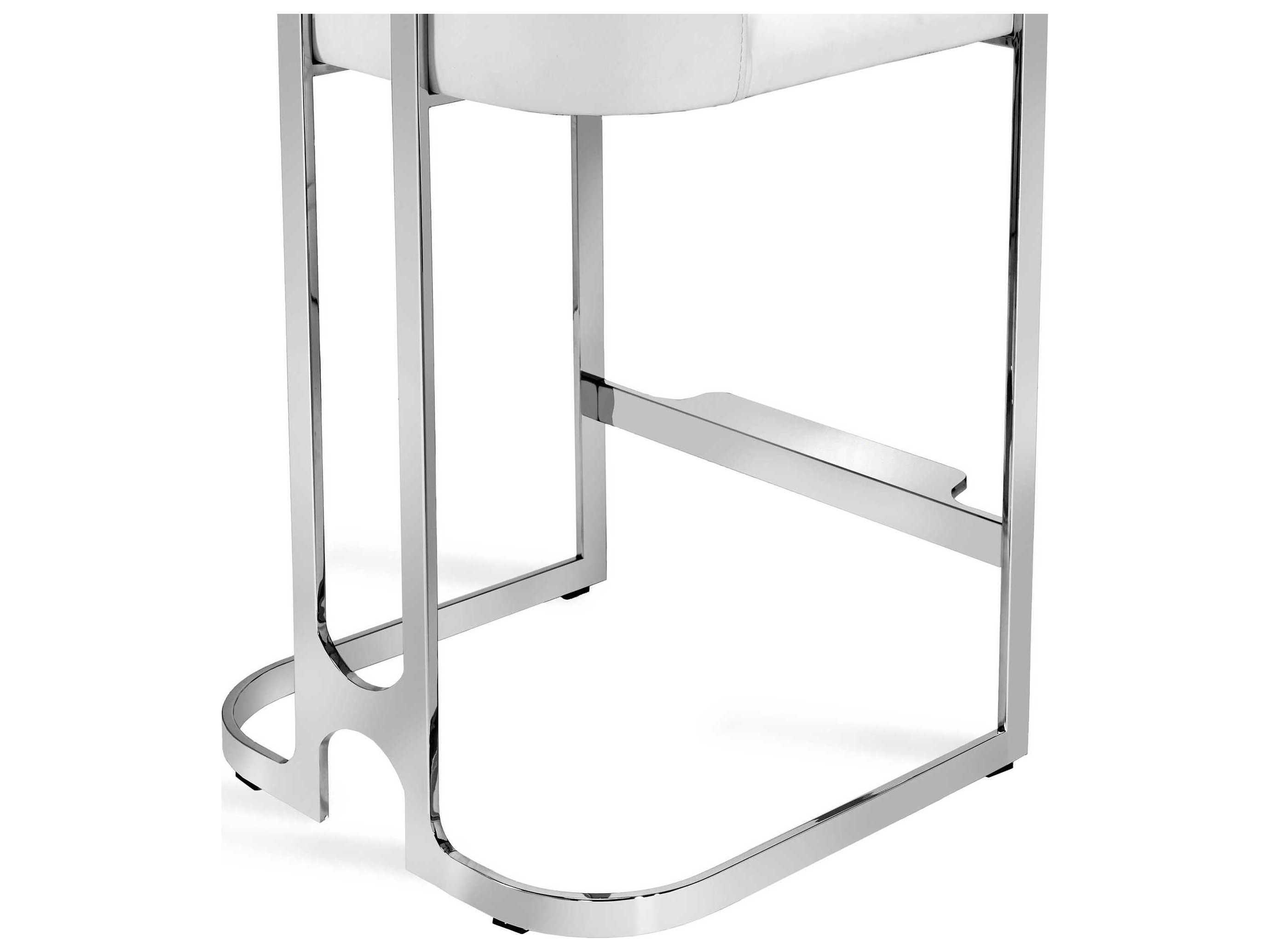 Interlude Home Banks Polished Nickel Alpine White Counter Stool