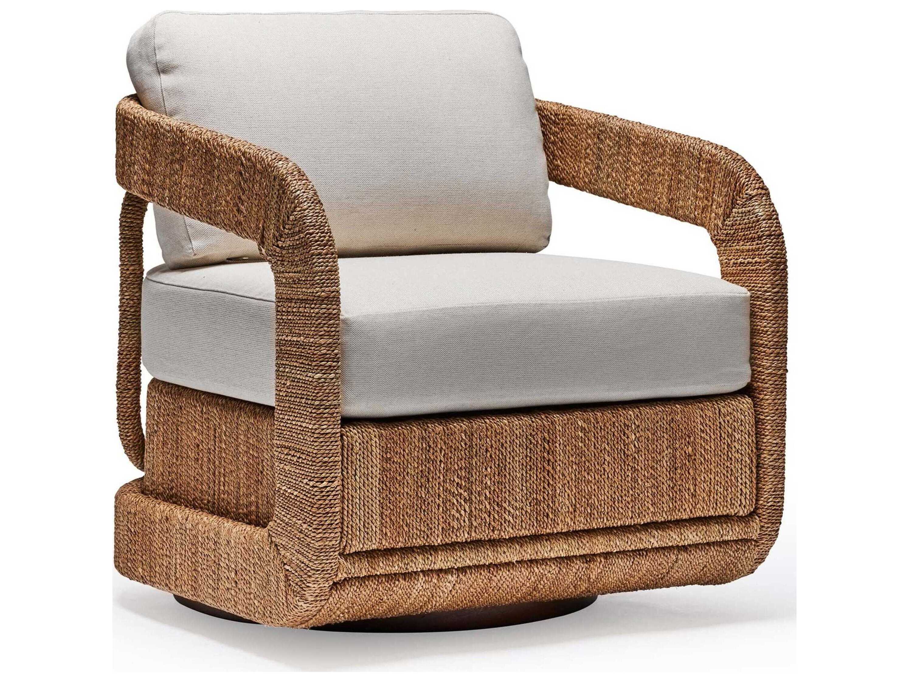Interlude Home Harbour Swivel Beige Fabric Accent Chair