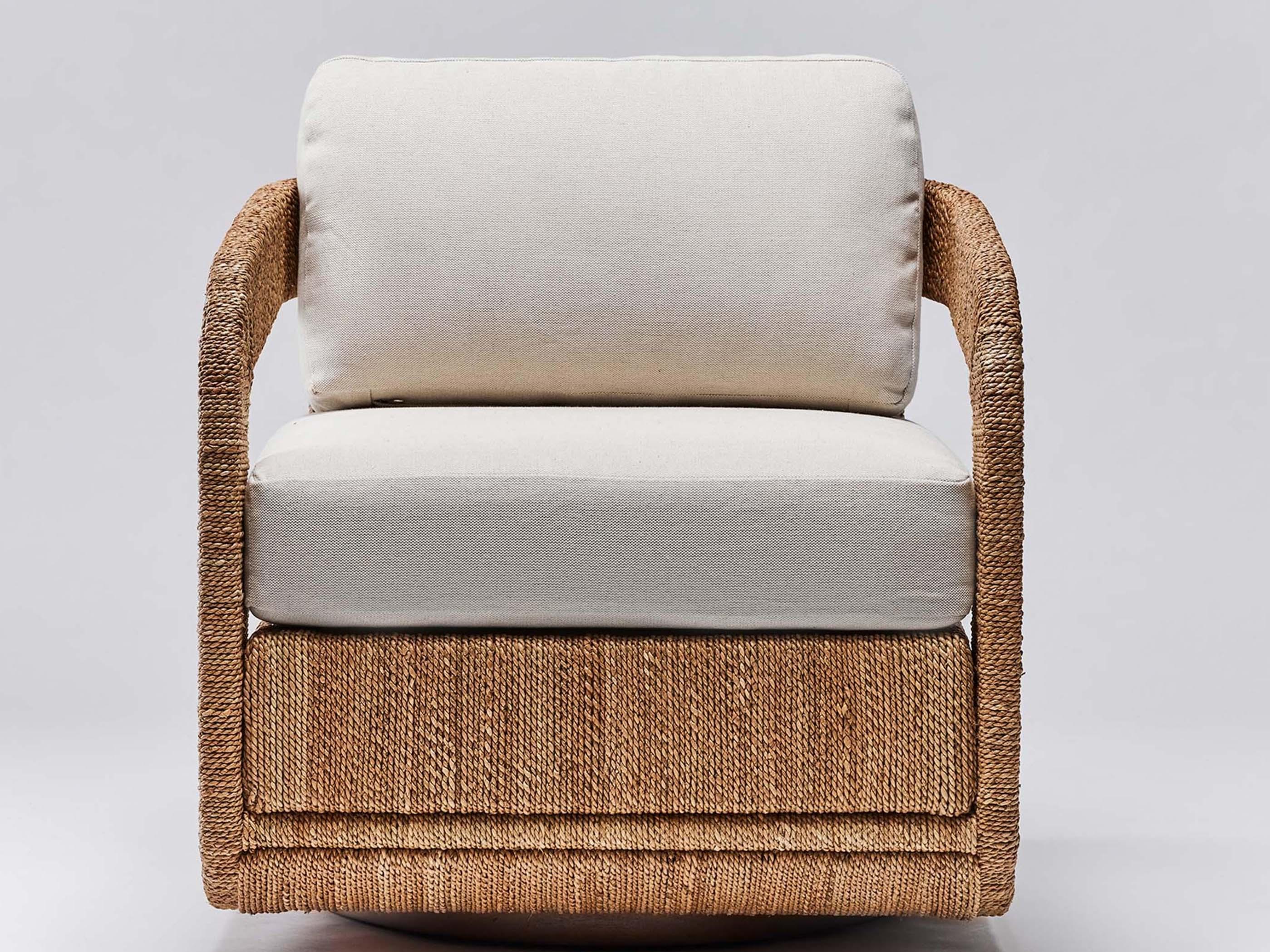 Interlude Home Harbour Swivel Beige Fabric Accent Chair