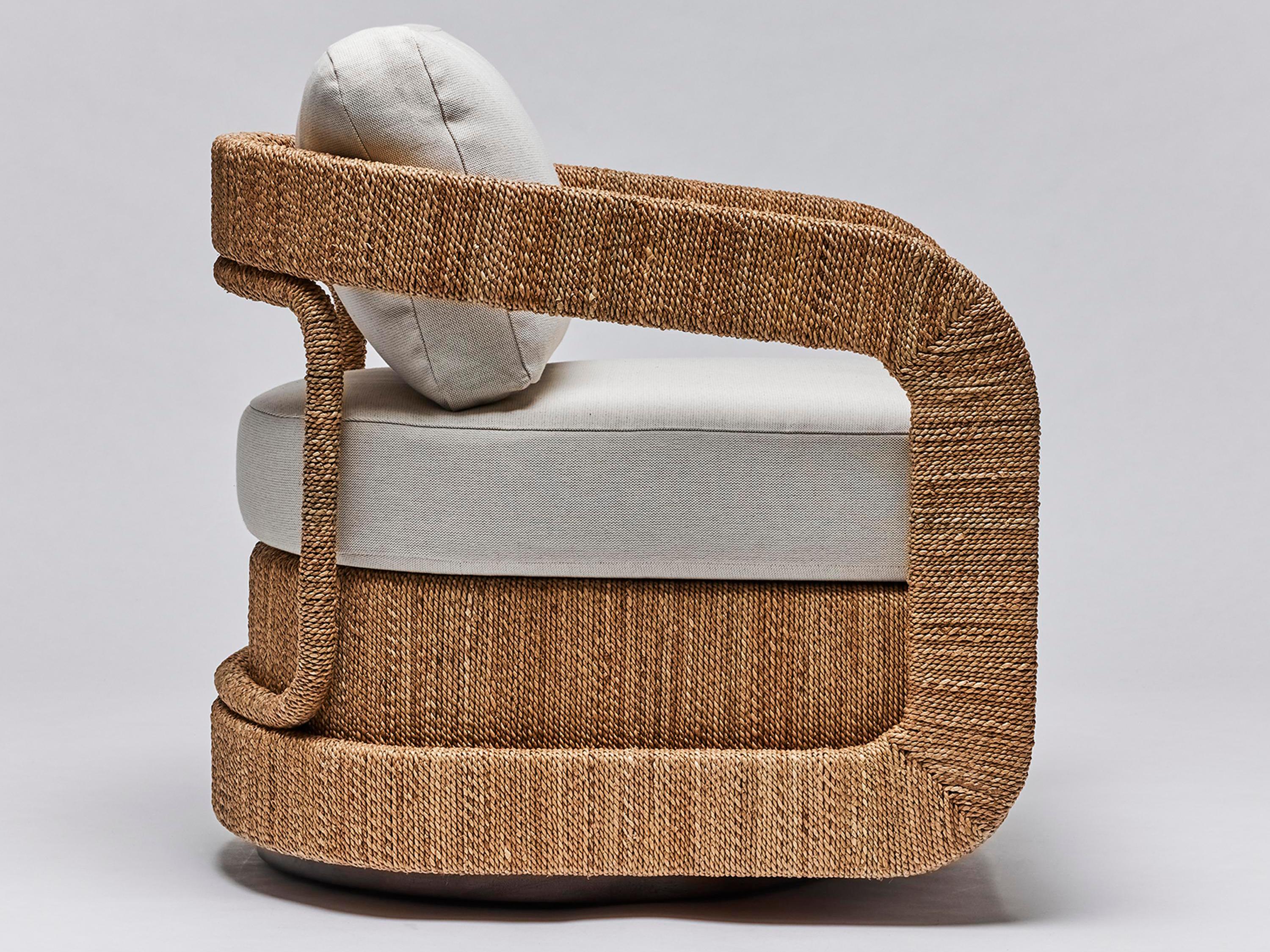 Interlude Home Harbour Swivel Beige Fabric Accent Chair