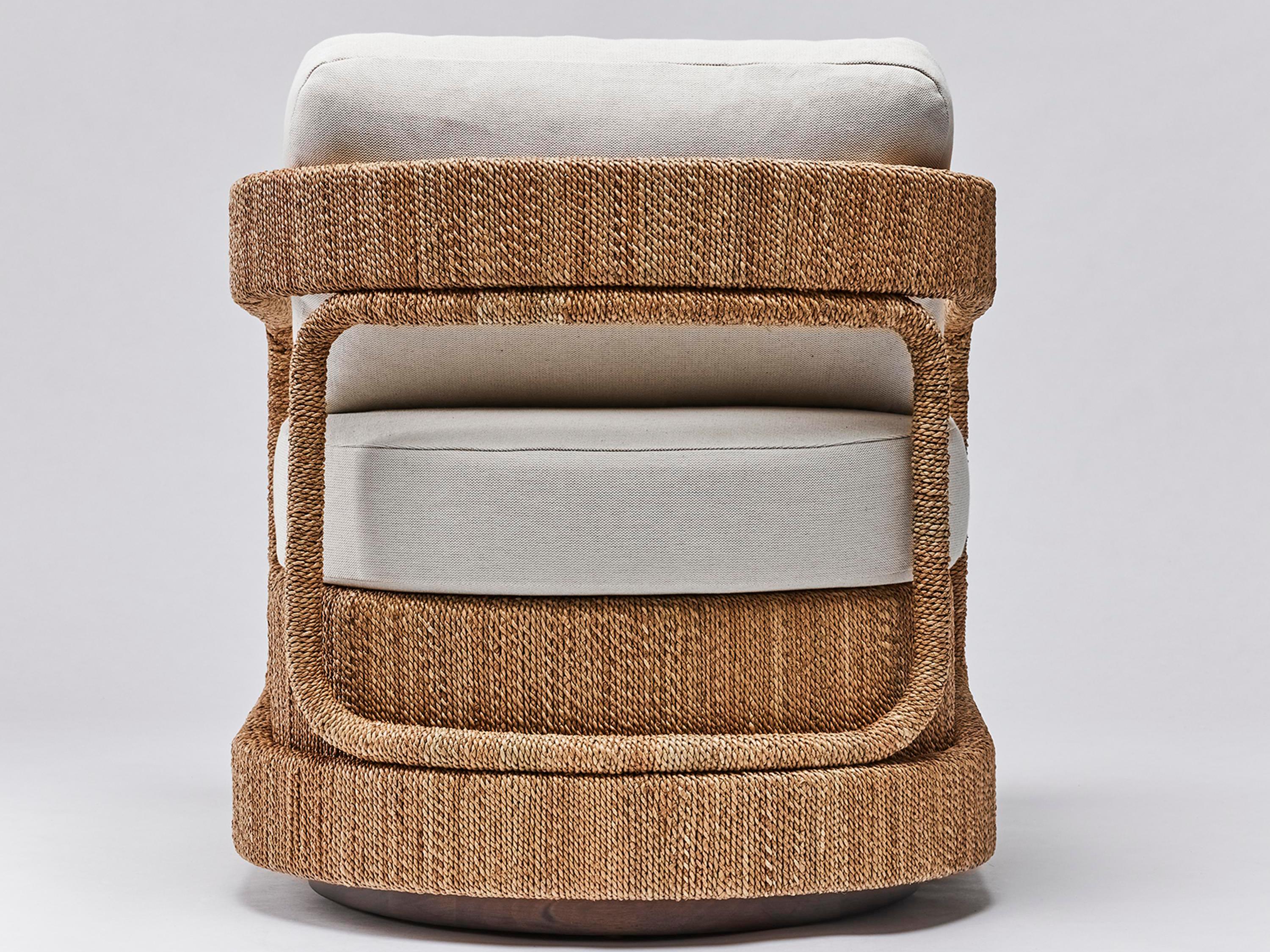 Interlude Home Harbour Swivel Beige Fabric Accent Chair