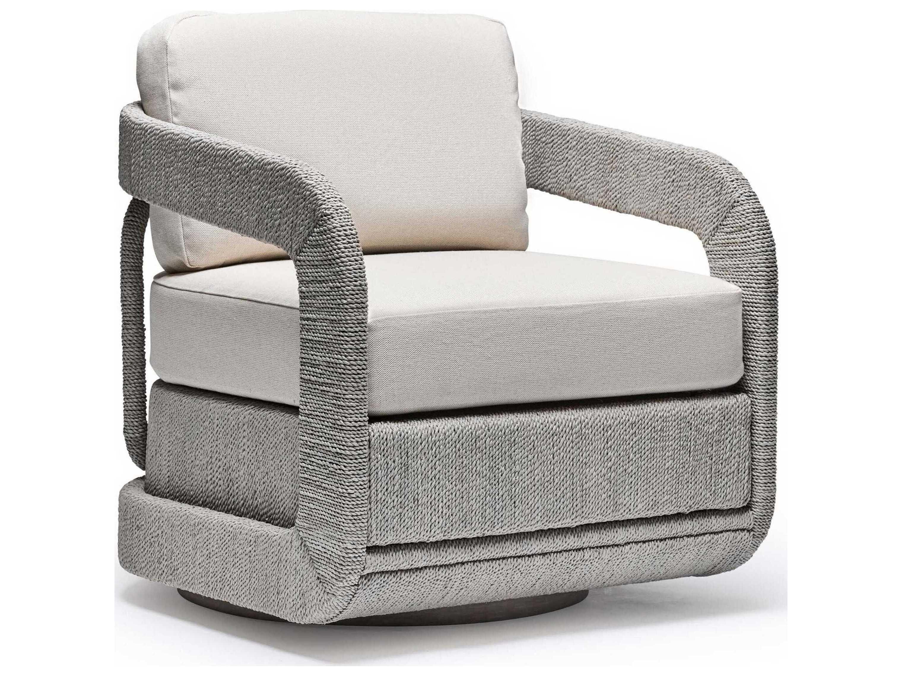 Interlude Home Harbour Swivel Beige Fabric Accent Chair