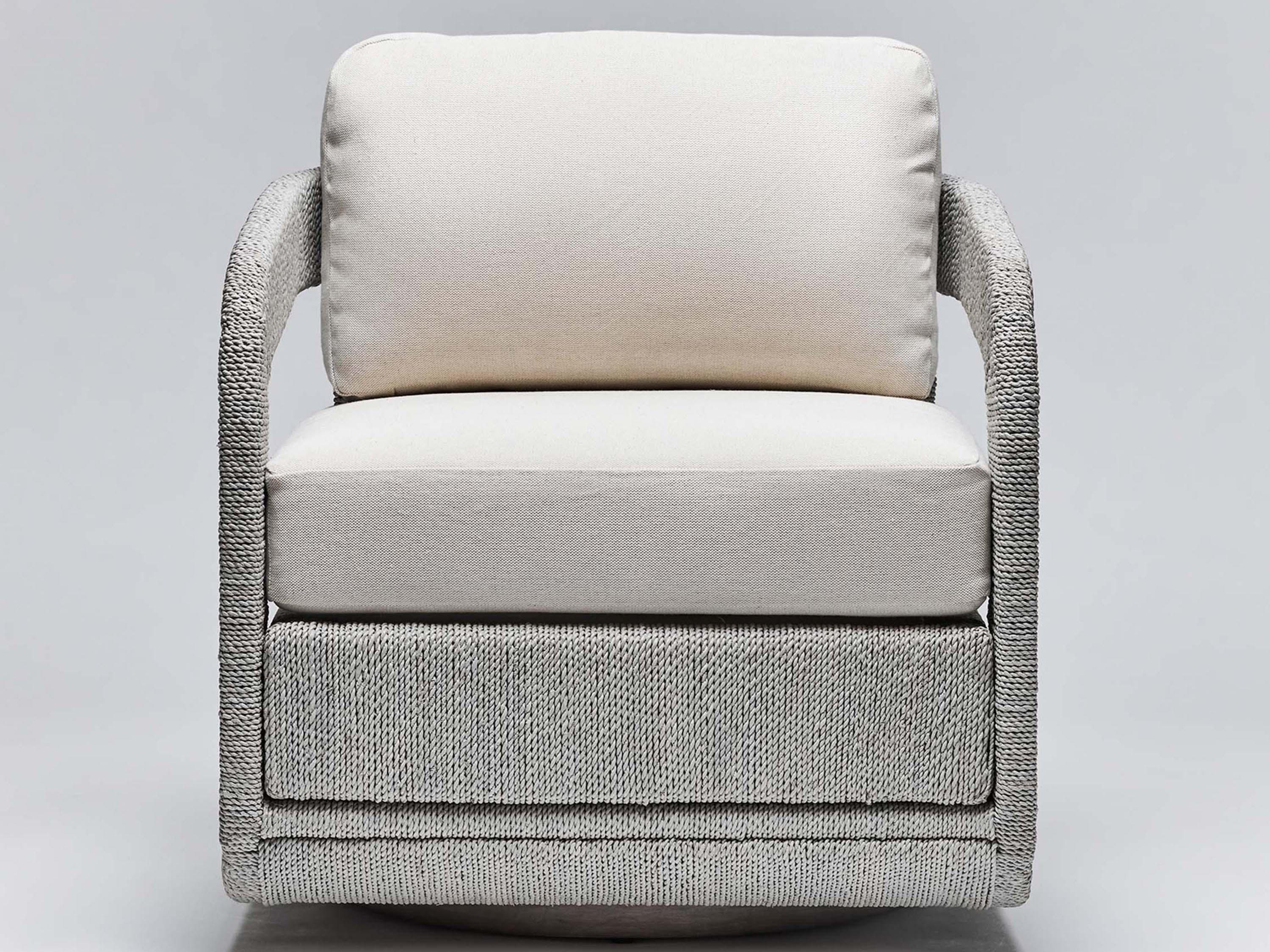 Interlude Home Harbour Swivel Beige Fabric Accent Chair