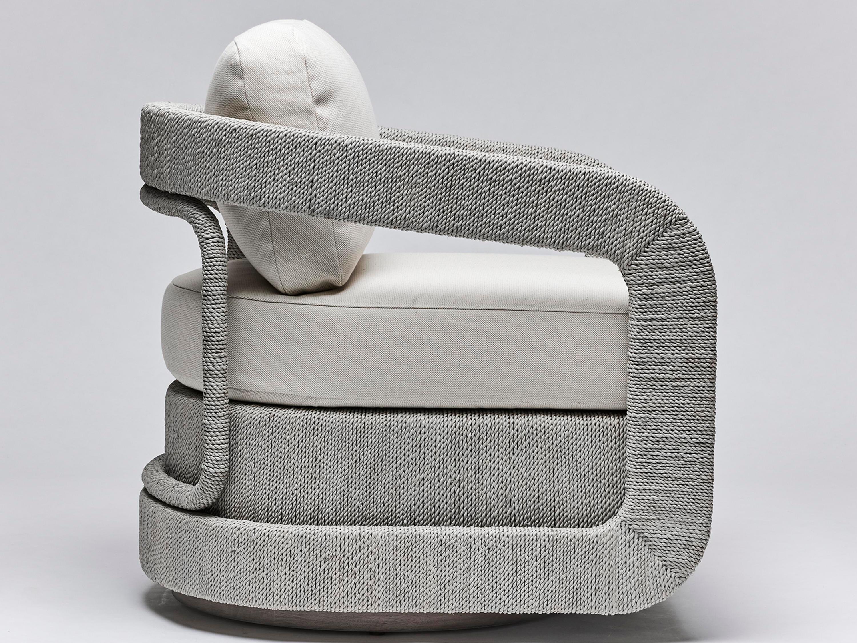 Interlude Home Harbour Swivel Beige Fabric Accent Chair