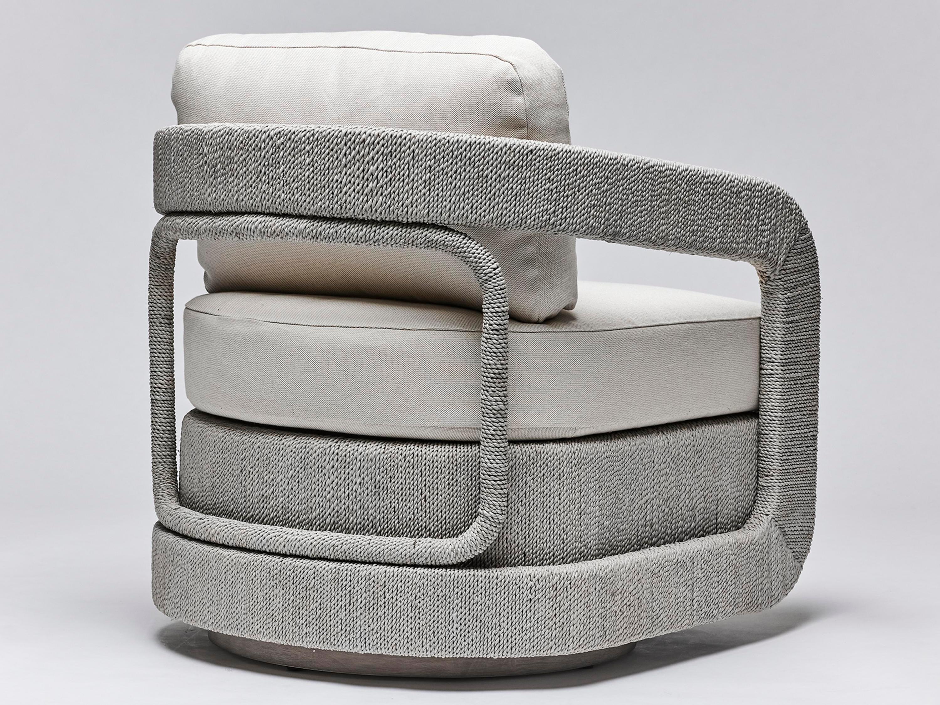 Interlude Home Harbour Swivel Beige Fabric Accent Chair