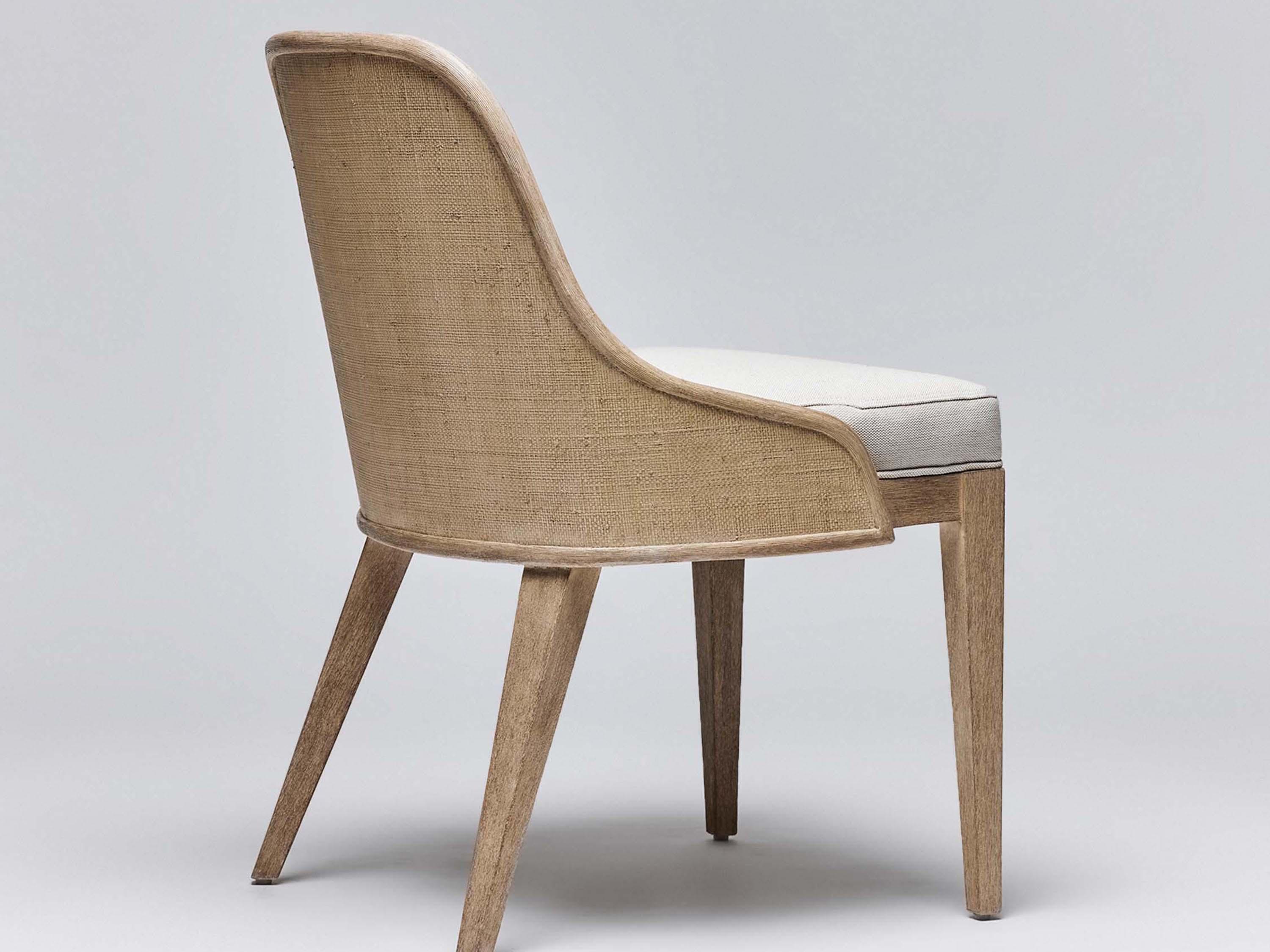 Interlude Home Siesta Mahogany Wood Natural Upholstered Armless Dining Chair