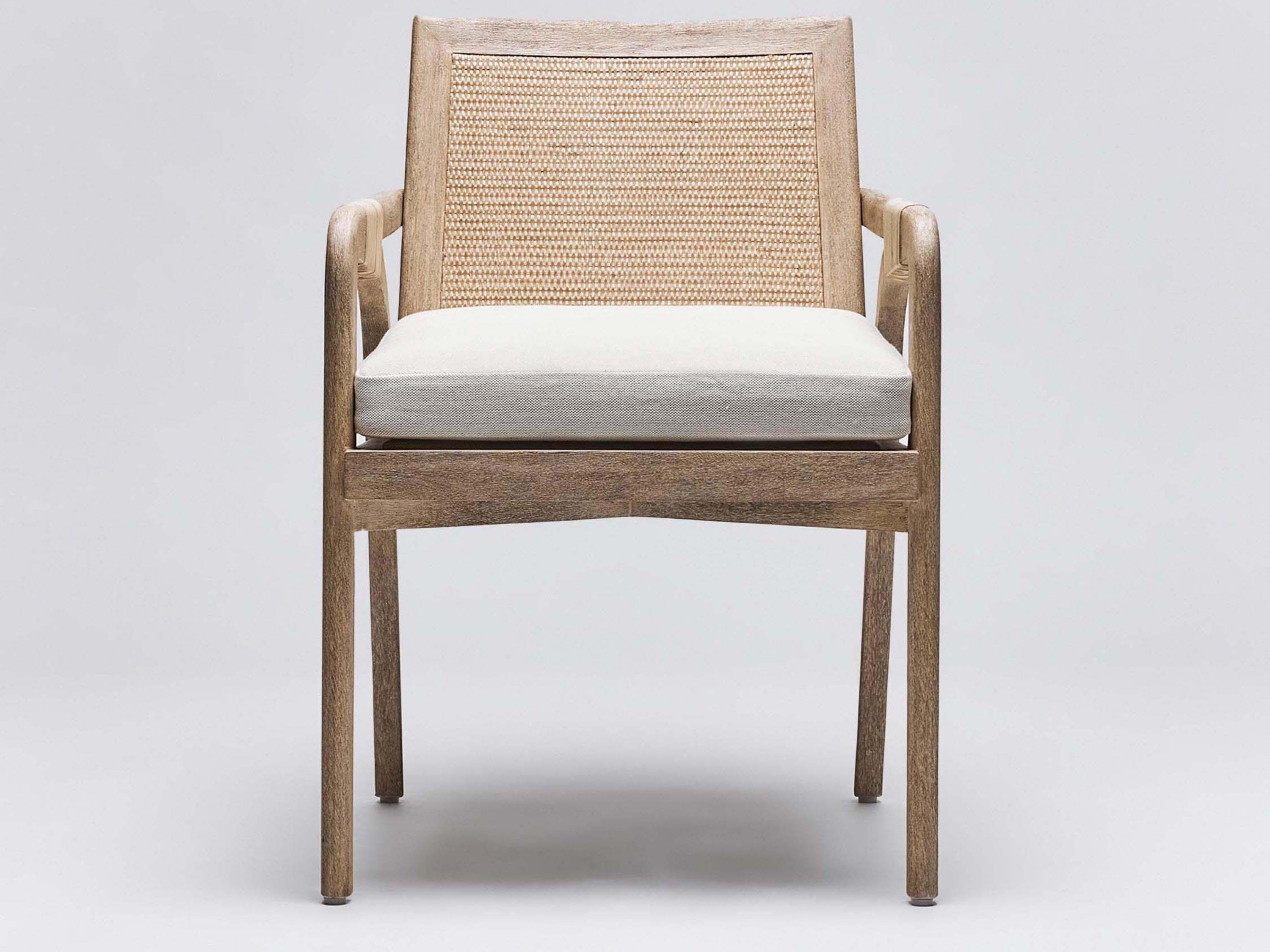 Interlude Home Delray Mahogany Wood Brown Upholstered Arm Dining Chair