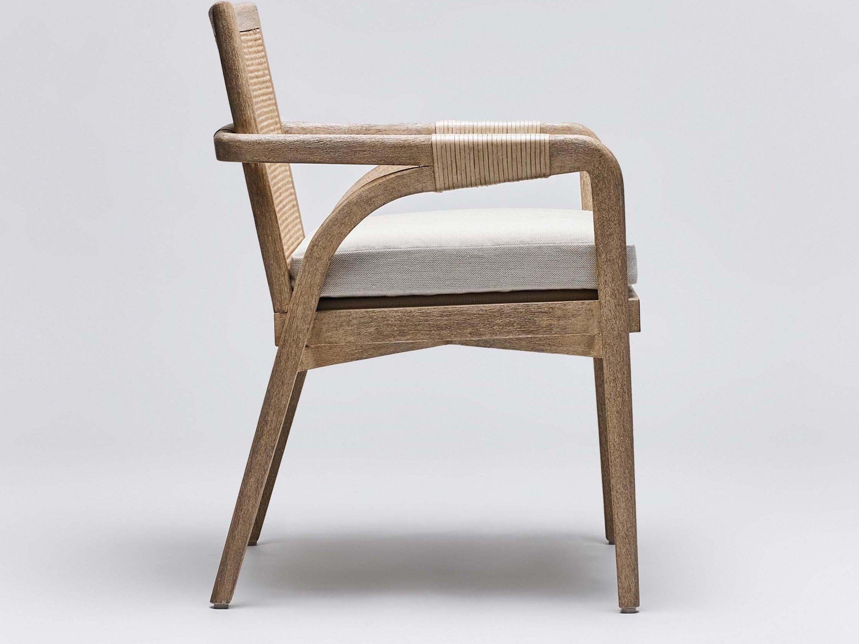 Interlude Home Delray Mahogany Wood Brown Upholstered Arm Dining Chair