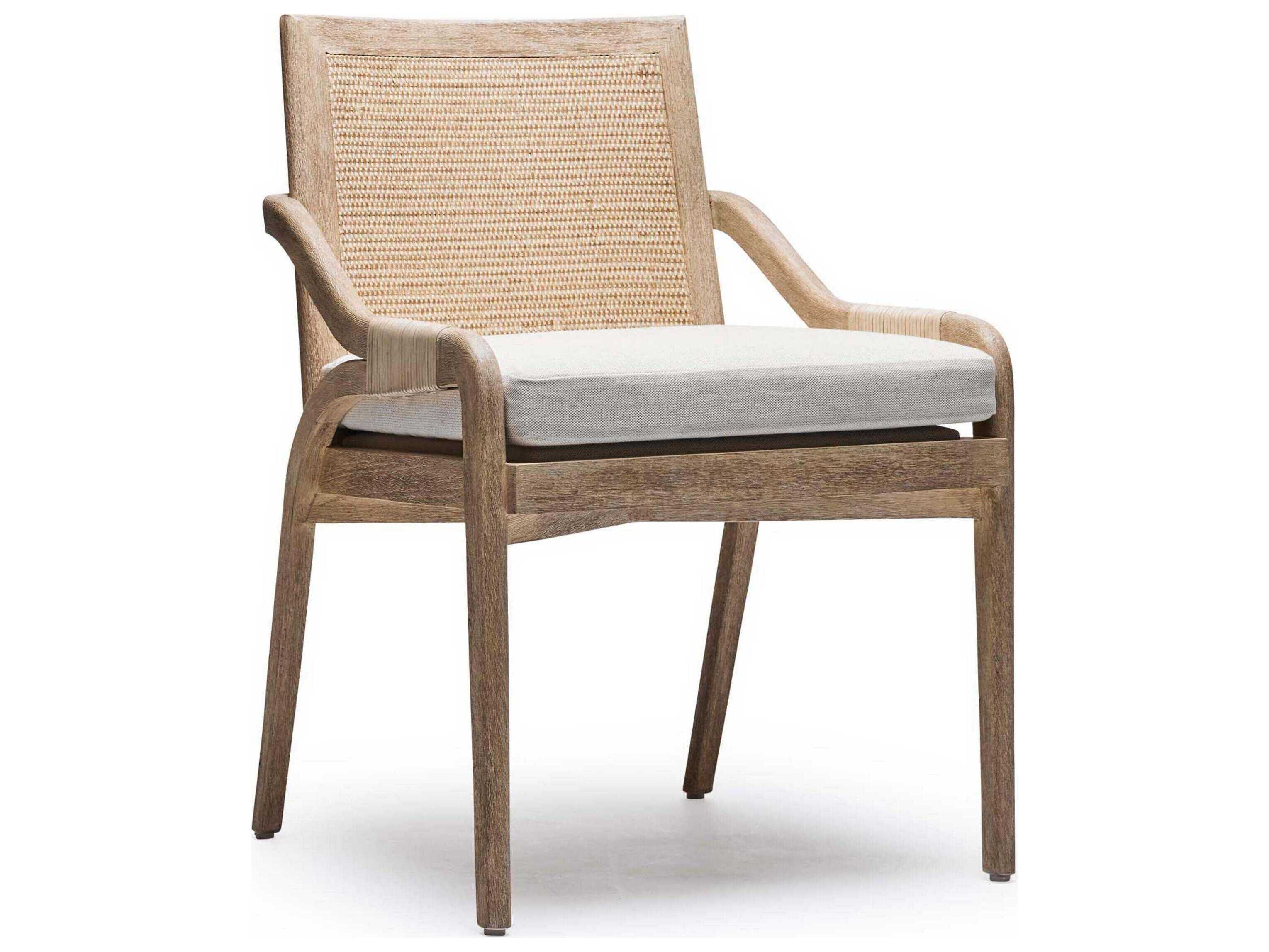 Interlude Home Delray Mahogany Wood Brown Upholstered Arm Dining Chair