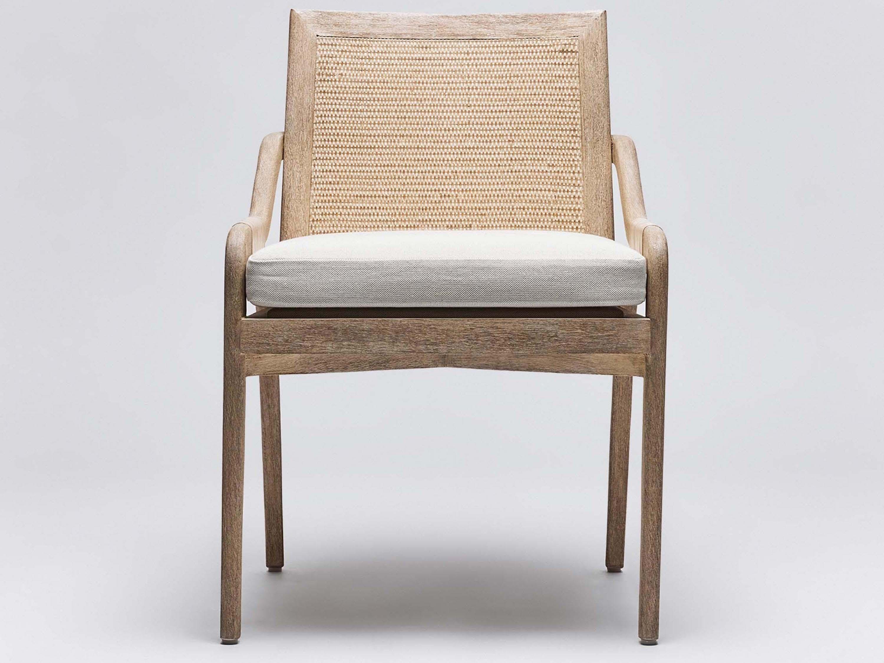 Interlude Home Delray Mahogany Wood Brown Upholstered Arm Dining Chair