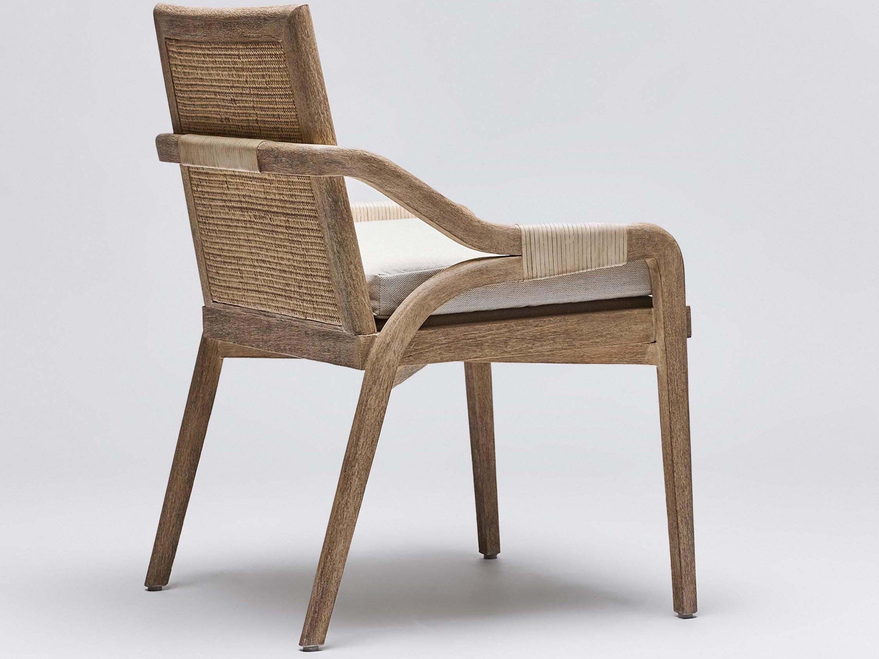 Interlude Home Delray Mahogany Wood Brown Upholstered Arm Dining Chair