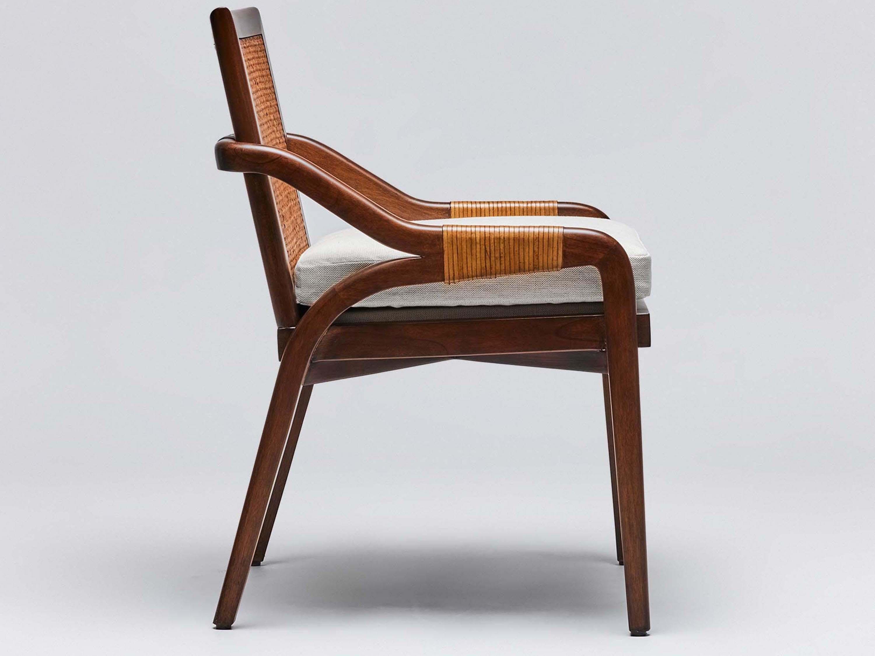 Interlude Home Delray Mahogany Wood Brown Upholstered Arm Dining Chair