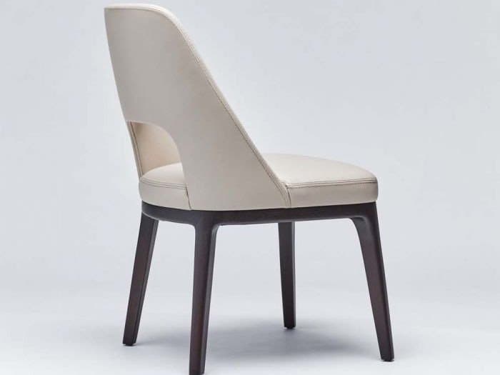 Interlude Home Canton Leather Mahogany Wood Beige Upholstered Side Dining Chair