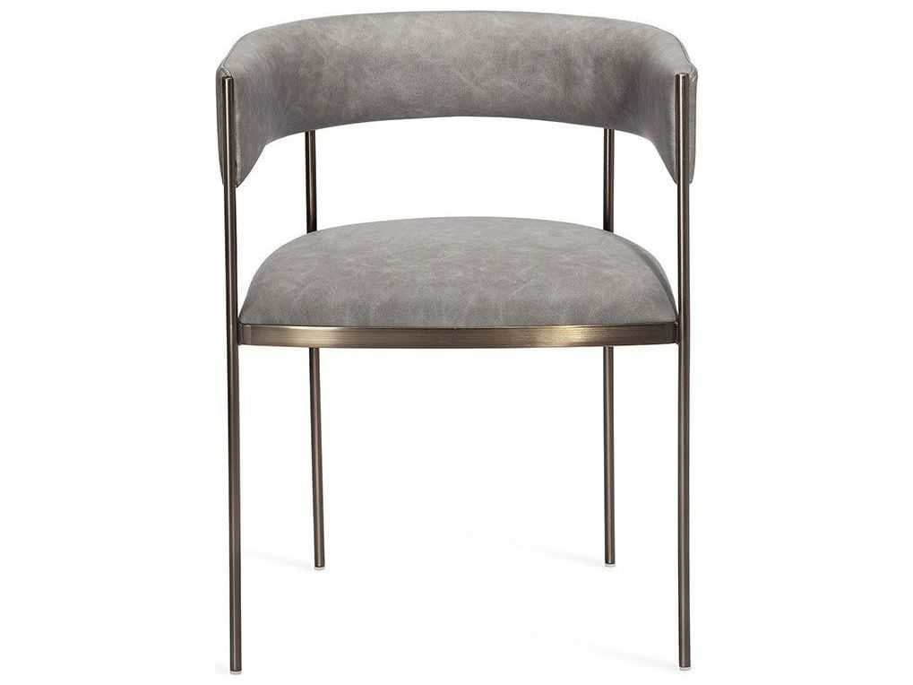 Interlude Home Ryland Brown Faux Leather Arm Dining Chair