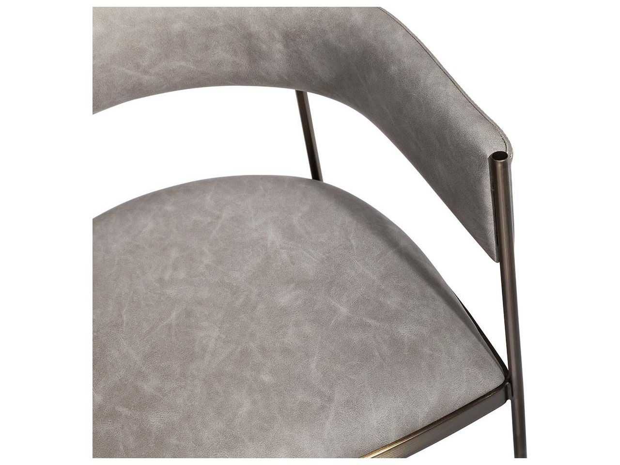 Interlude Home Ryland Brown Faux Leather Arm Dining Chair