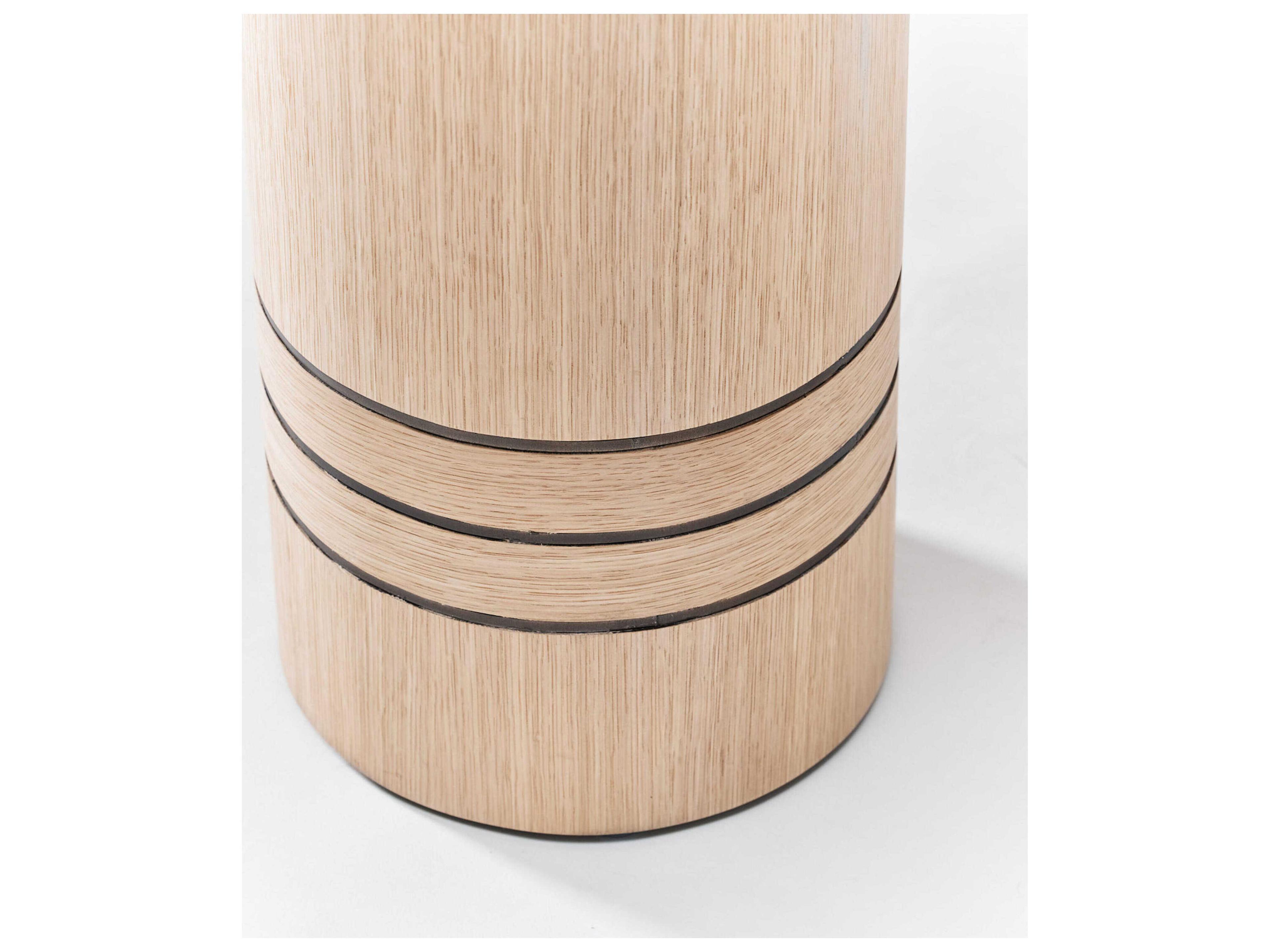 Interlude Home Hunt Round Wood Simply Natural Classic Bronze End Table