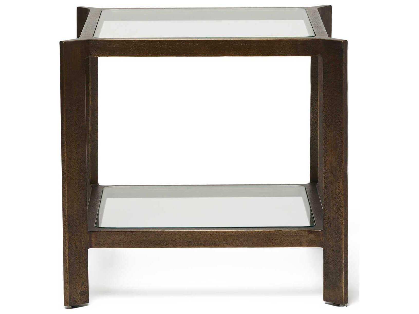 Interlude Home Linley Square Deep Bronze Clear Glass End Table