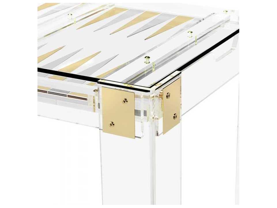 Interlude Home Gold Clear Shiny Brass Silver Game Table
