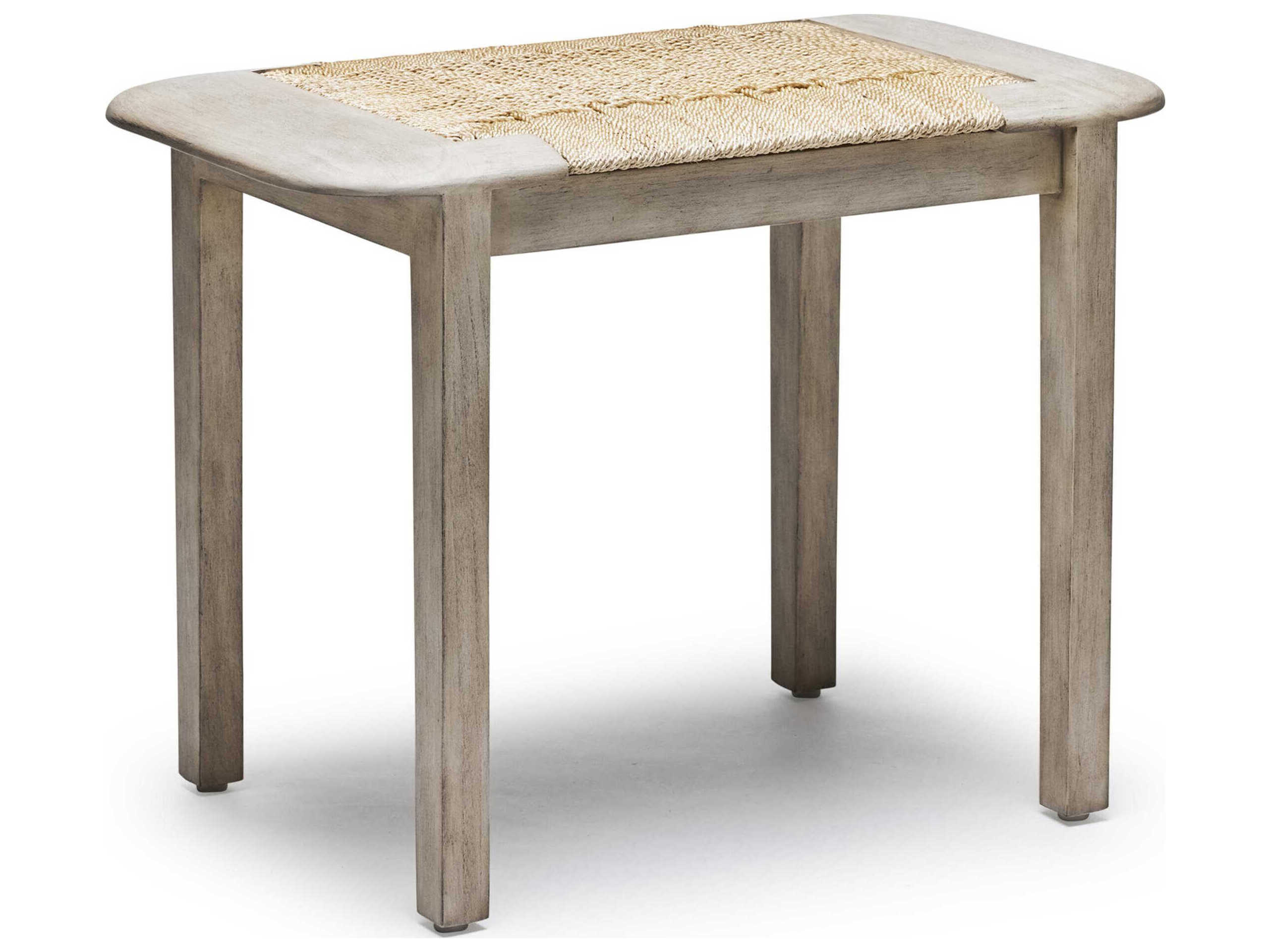 Interlude Home Juno Washed White Natural Accent Stool