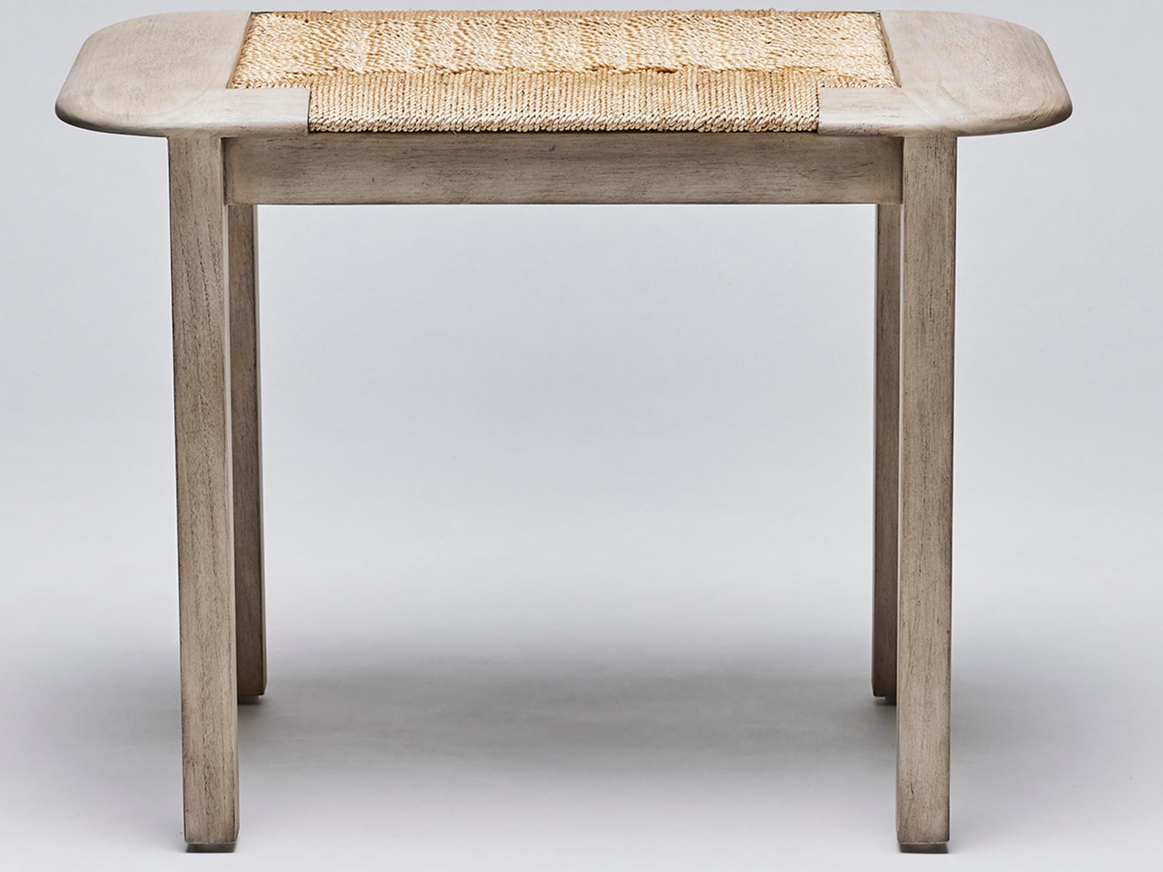 Interlude Home Juno Washed White Natural Accent Stool