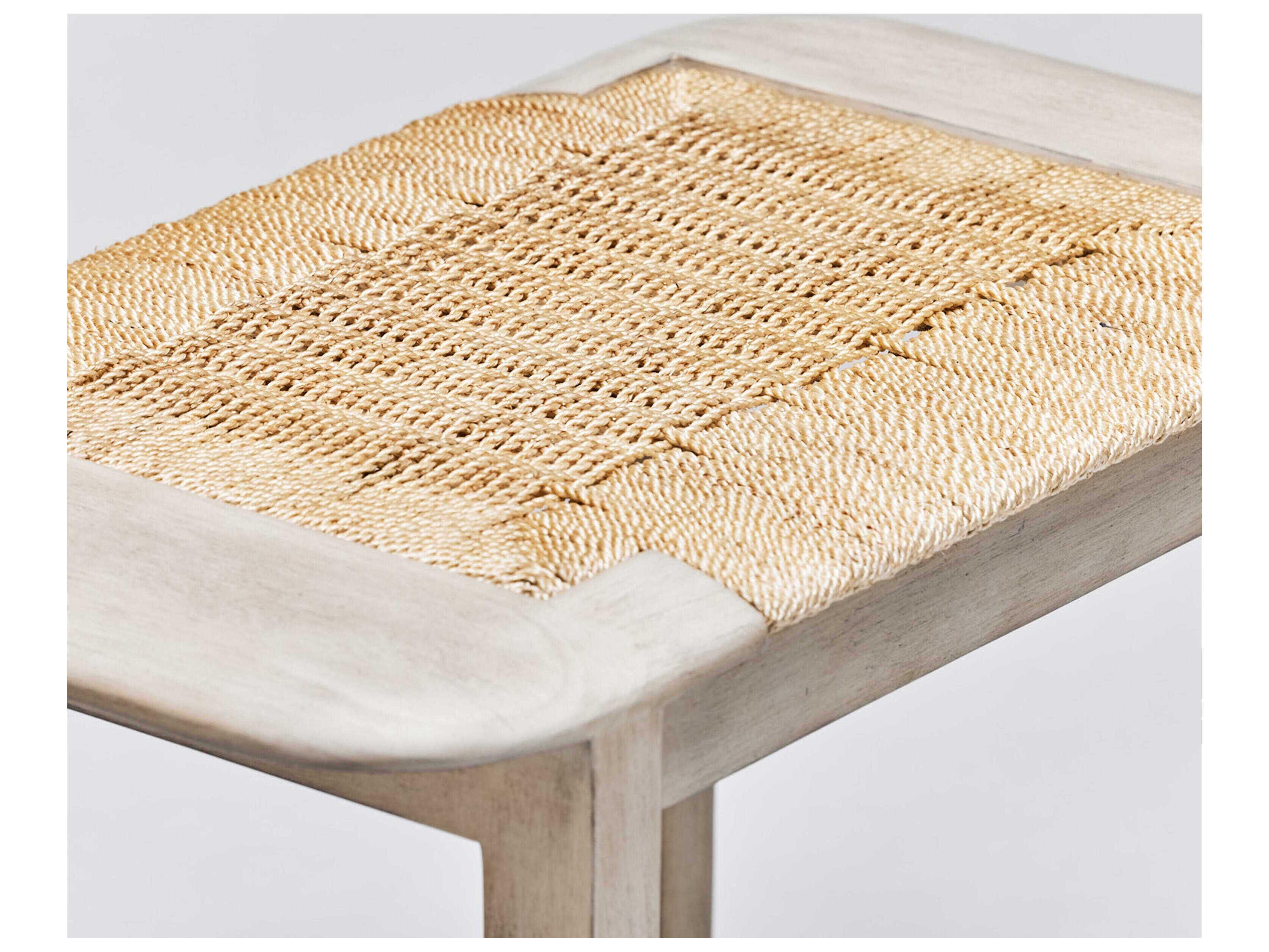 Interlude Home Juno Washed White Natural Accent Stool