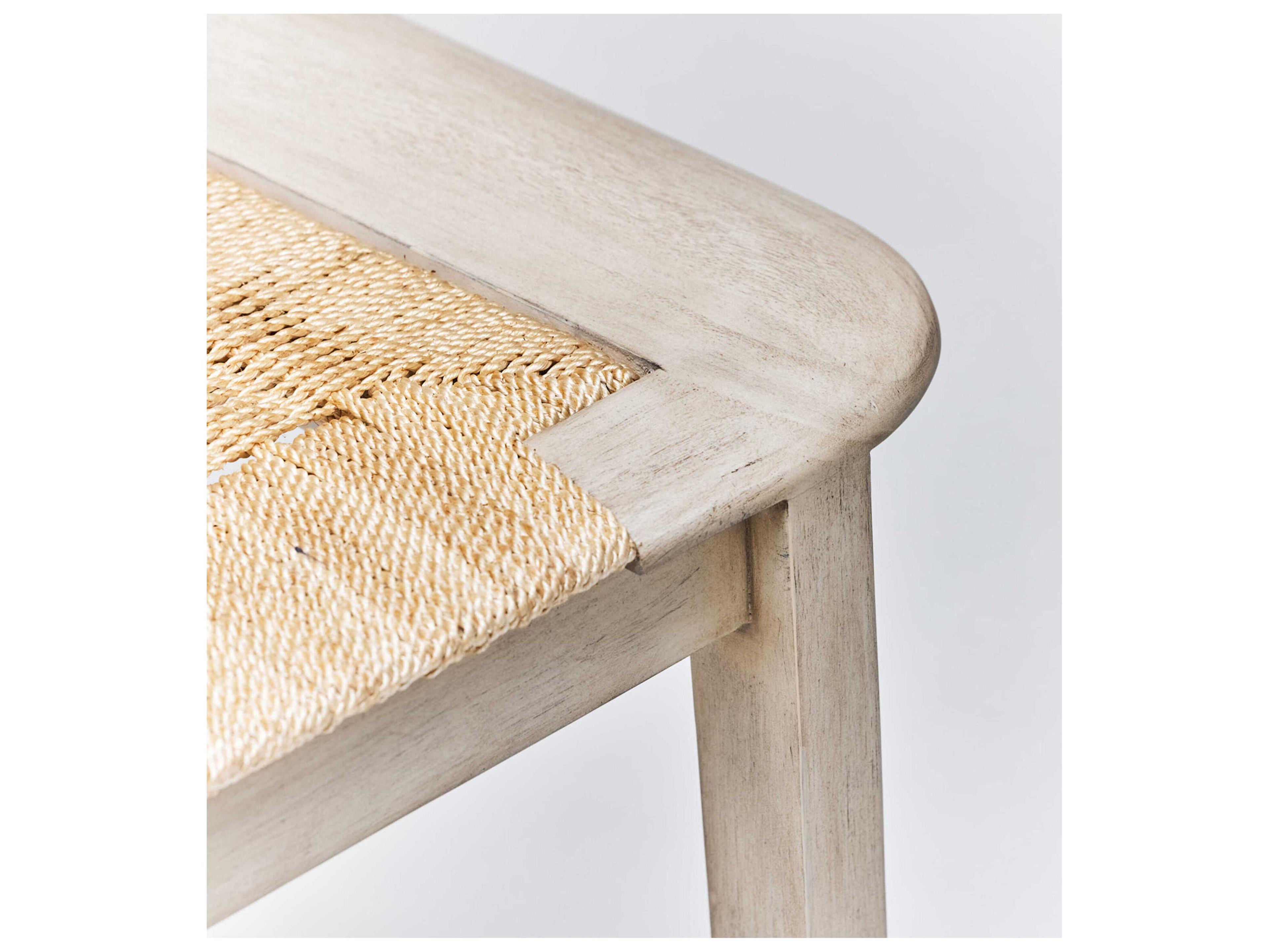 Interlude Home Juno Washed White Natural Accent Stool