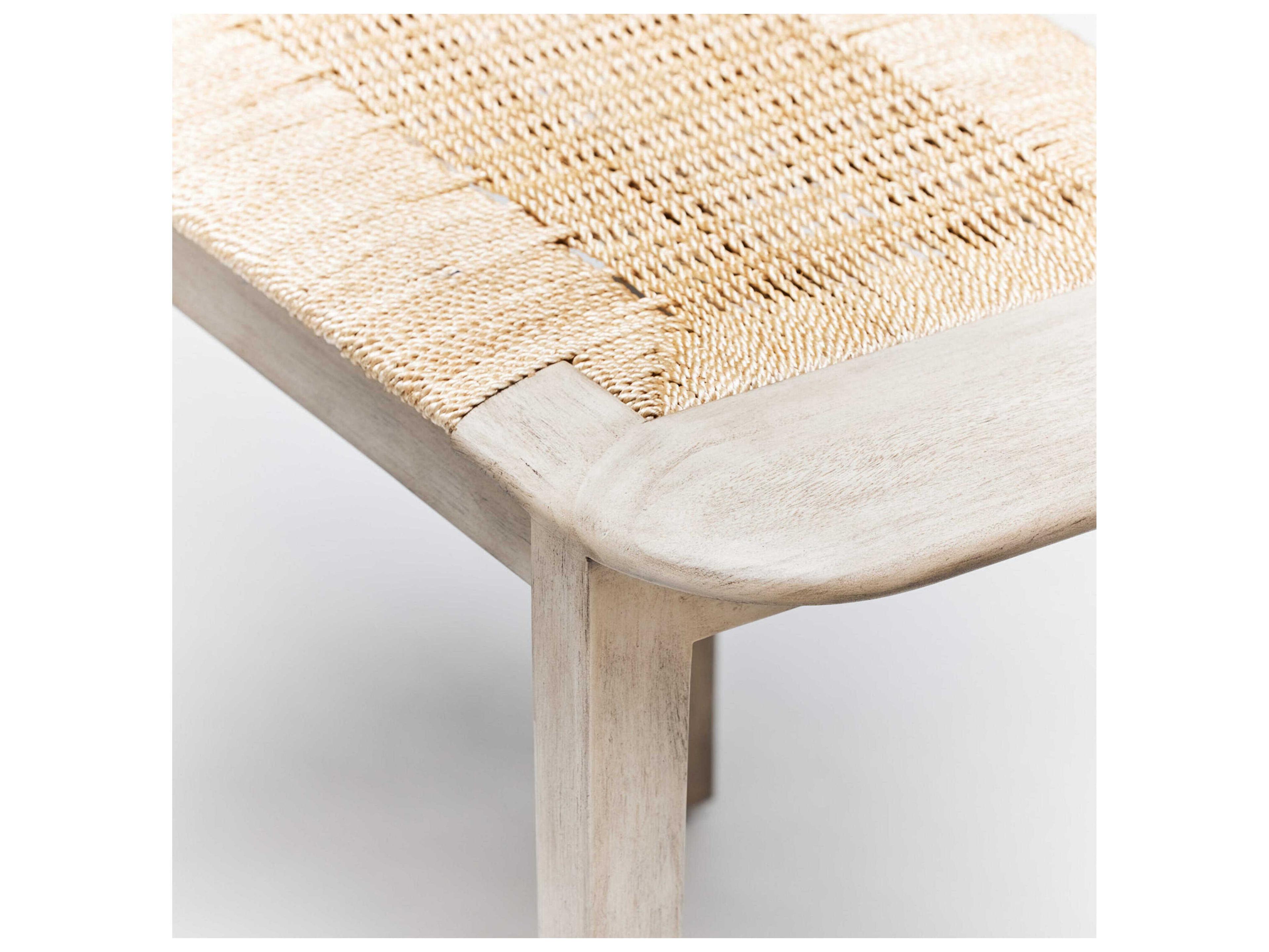 Interlude Home Juno Washed White Natural Accent Stool