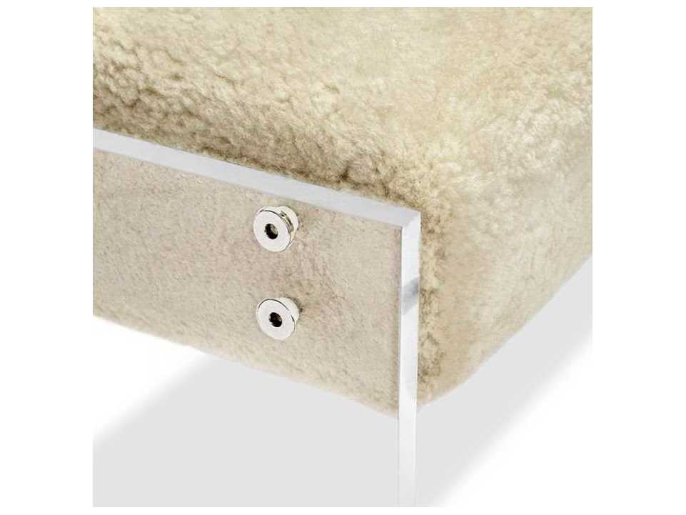 Interlude Home Aiden Natural Cream Clear Leather Accent Bench