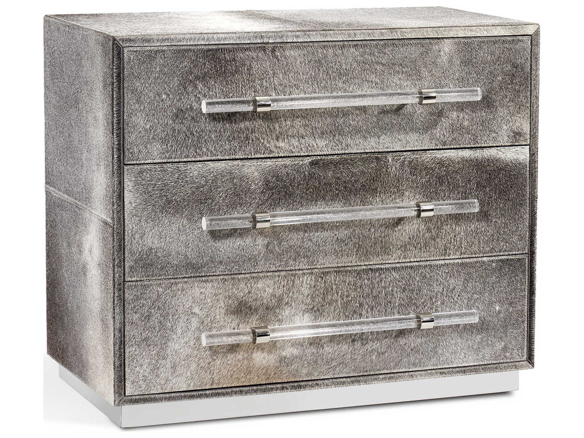 Interlude Home Cassian Natural Hide Polished Nickel Clear Gray Accent Chest