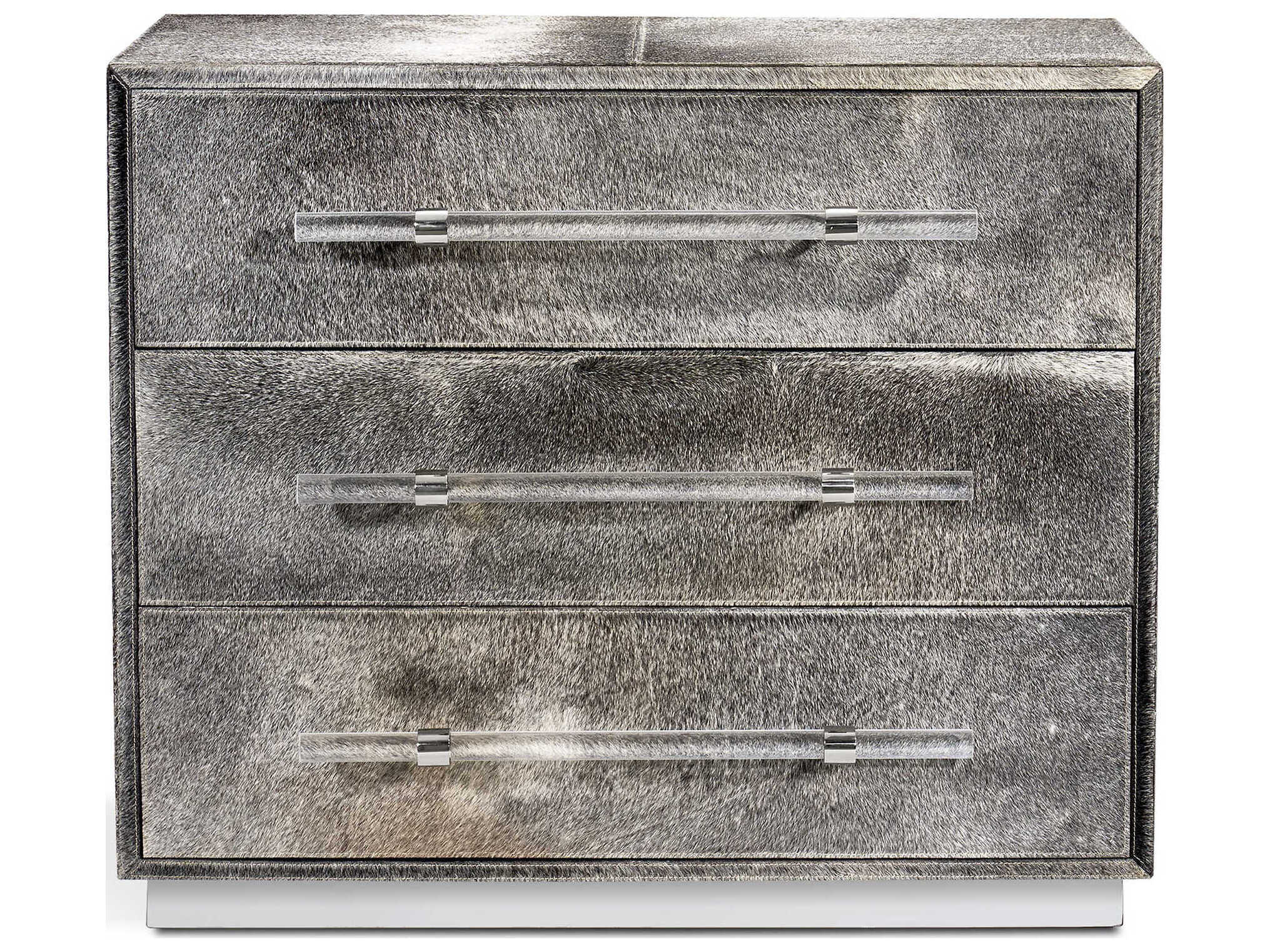 Interlude Home Cassian Natural Hide Polished Nickel Clear Gray Accent Chest