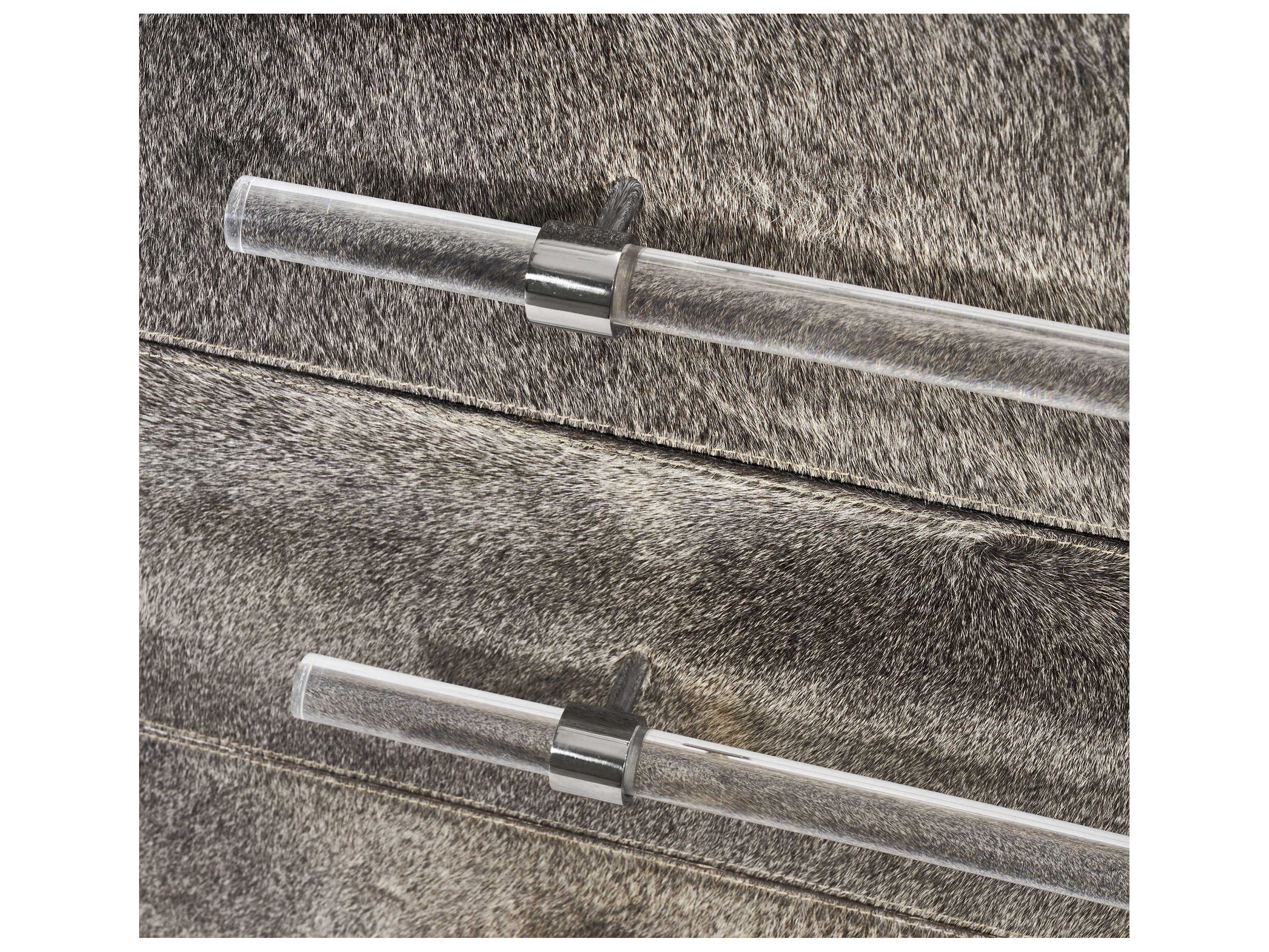 Interlude Home Cassian Natural Hide Polished Nickel Clear Gray Accent Chest