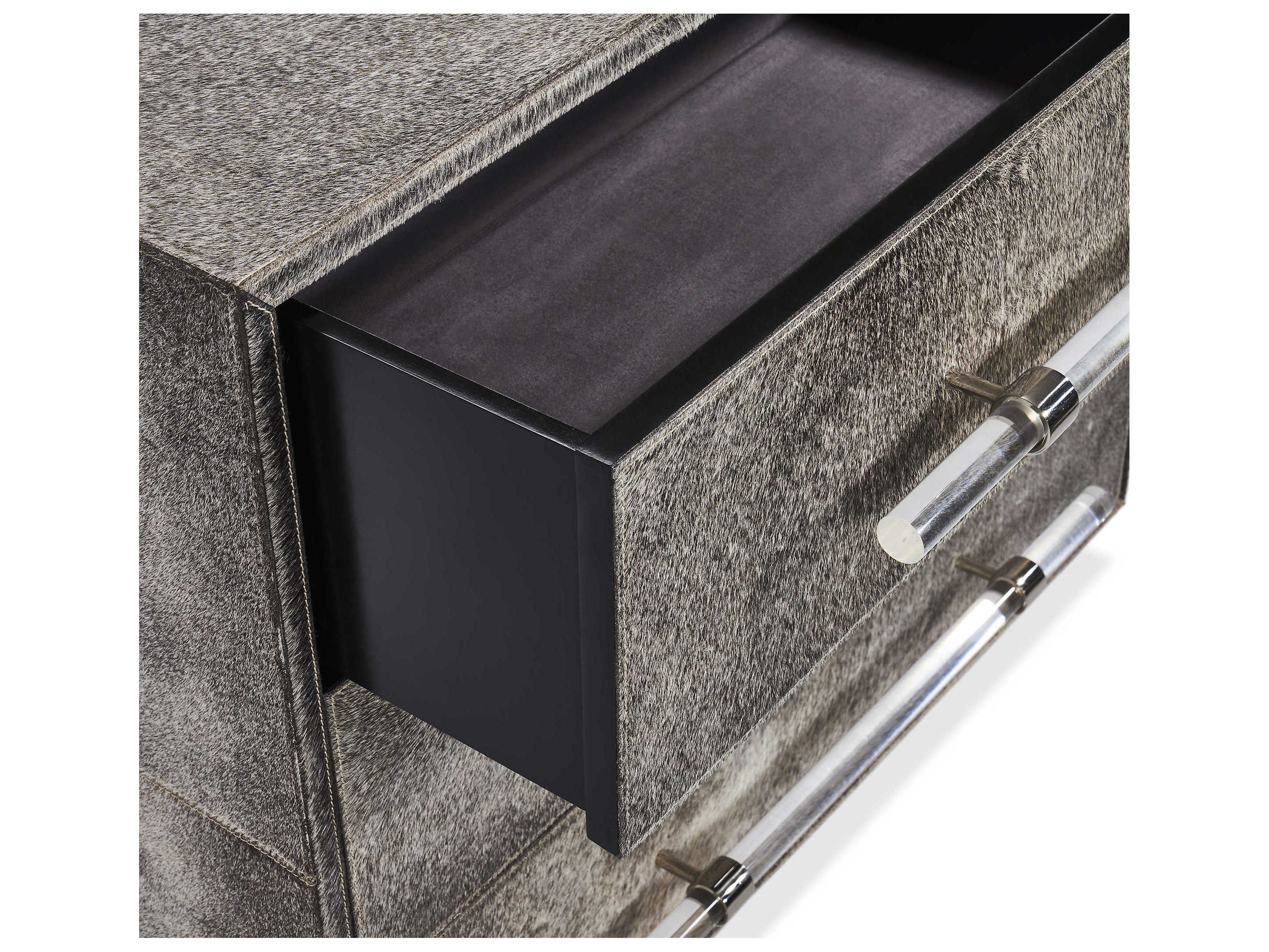 Interlude Home Cassian Natural Hide Polished Nickel Clear Gray Accent Chest