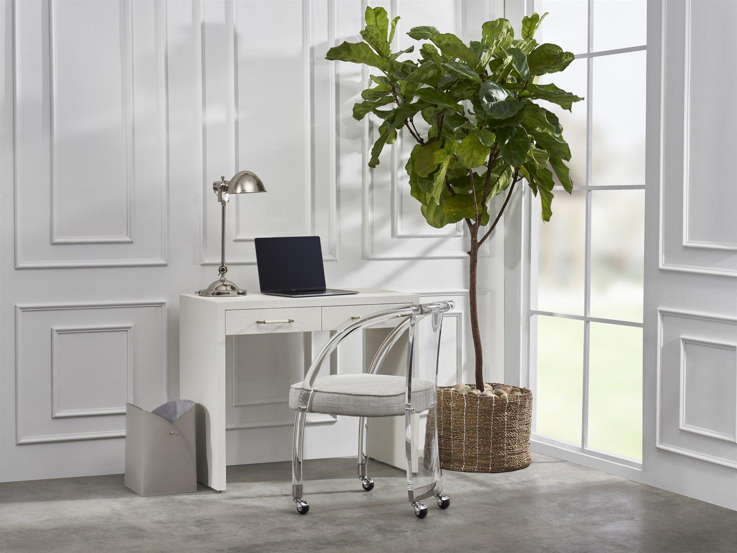 Interlude Home Taylor White Champagne Silver Secretary Desk