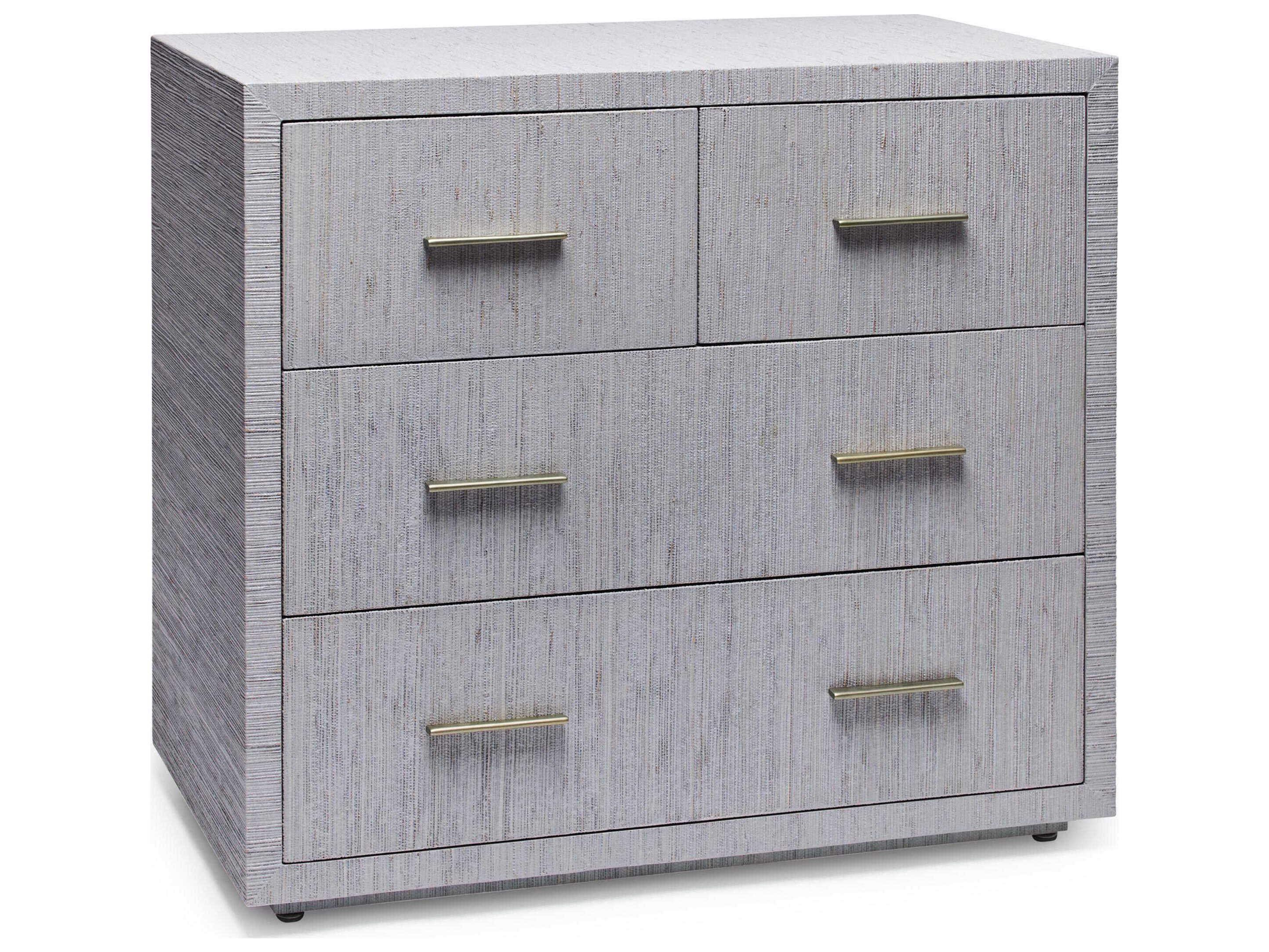 Interlude Home Livia 4-Drawers Mist Champagne Silver Gray Accent Chest