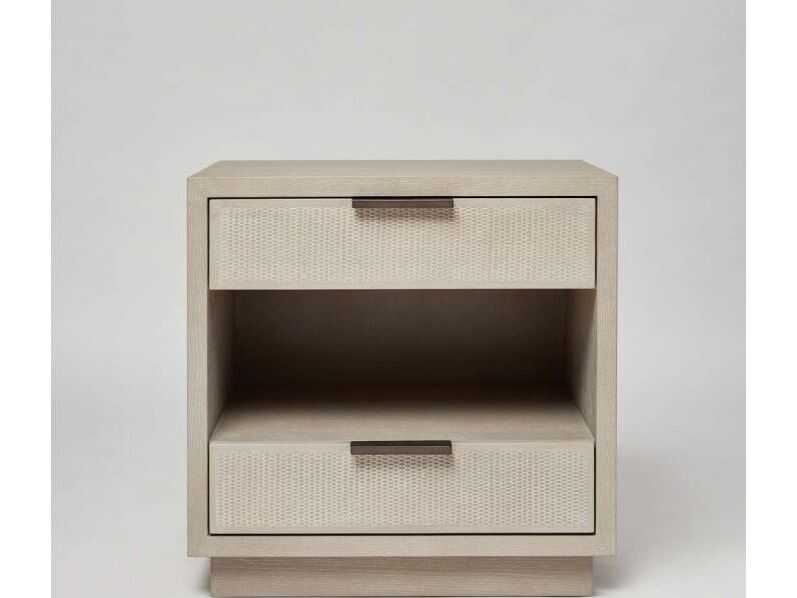 Interlude Home Holmes 2-Drawers Beige Oak Wood Nightstand