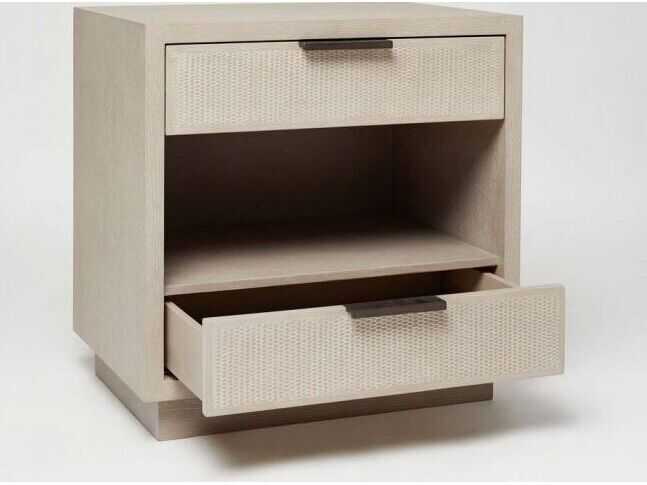 Interlude Home Holmes 2-Drawers Beige Oak Wood Nightstand