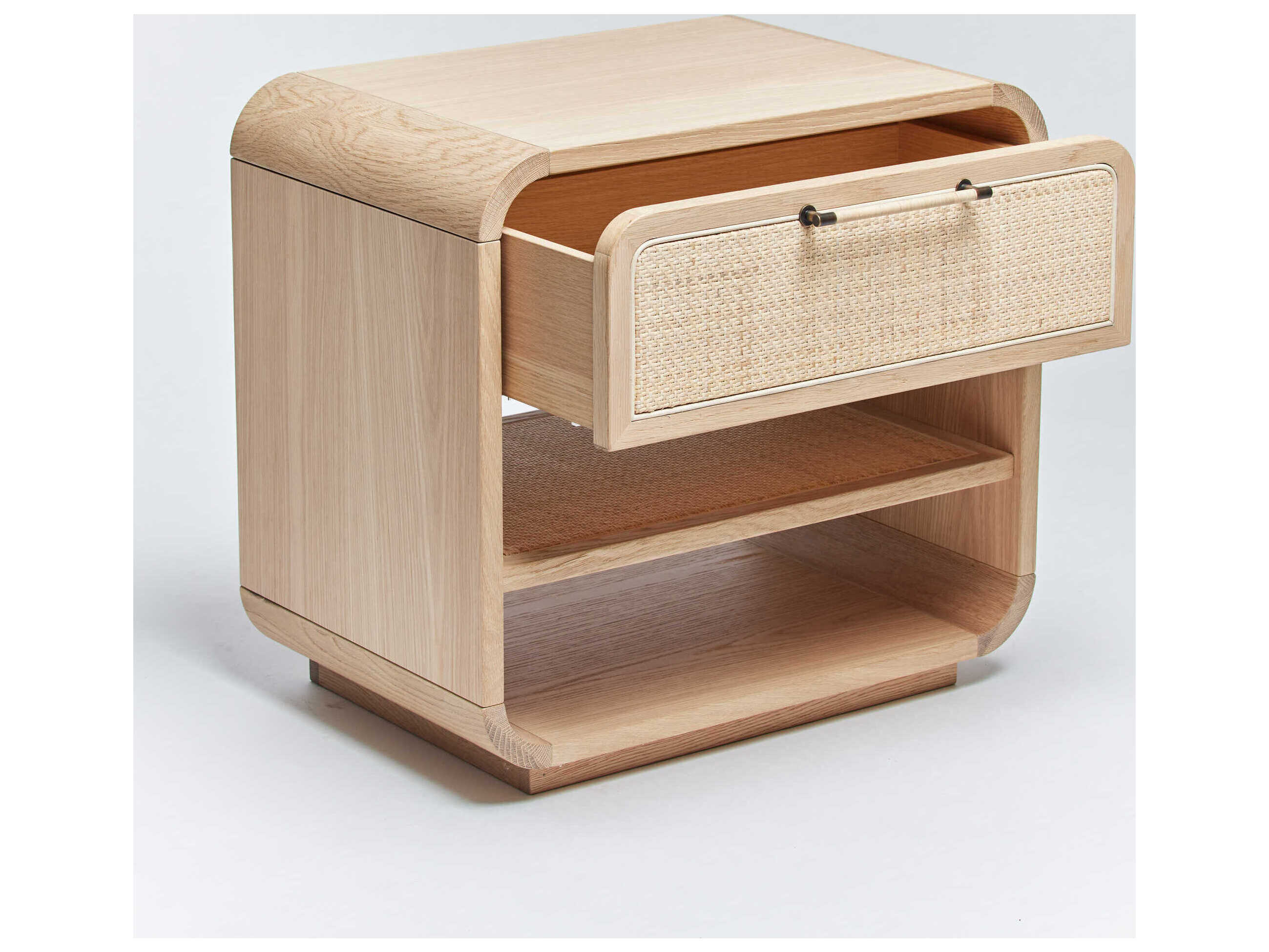 Interlude Home Marsh 1-Drawer Beige Oak Wood Nightstand