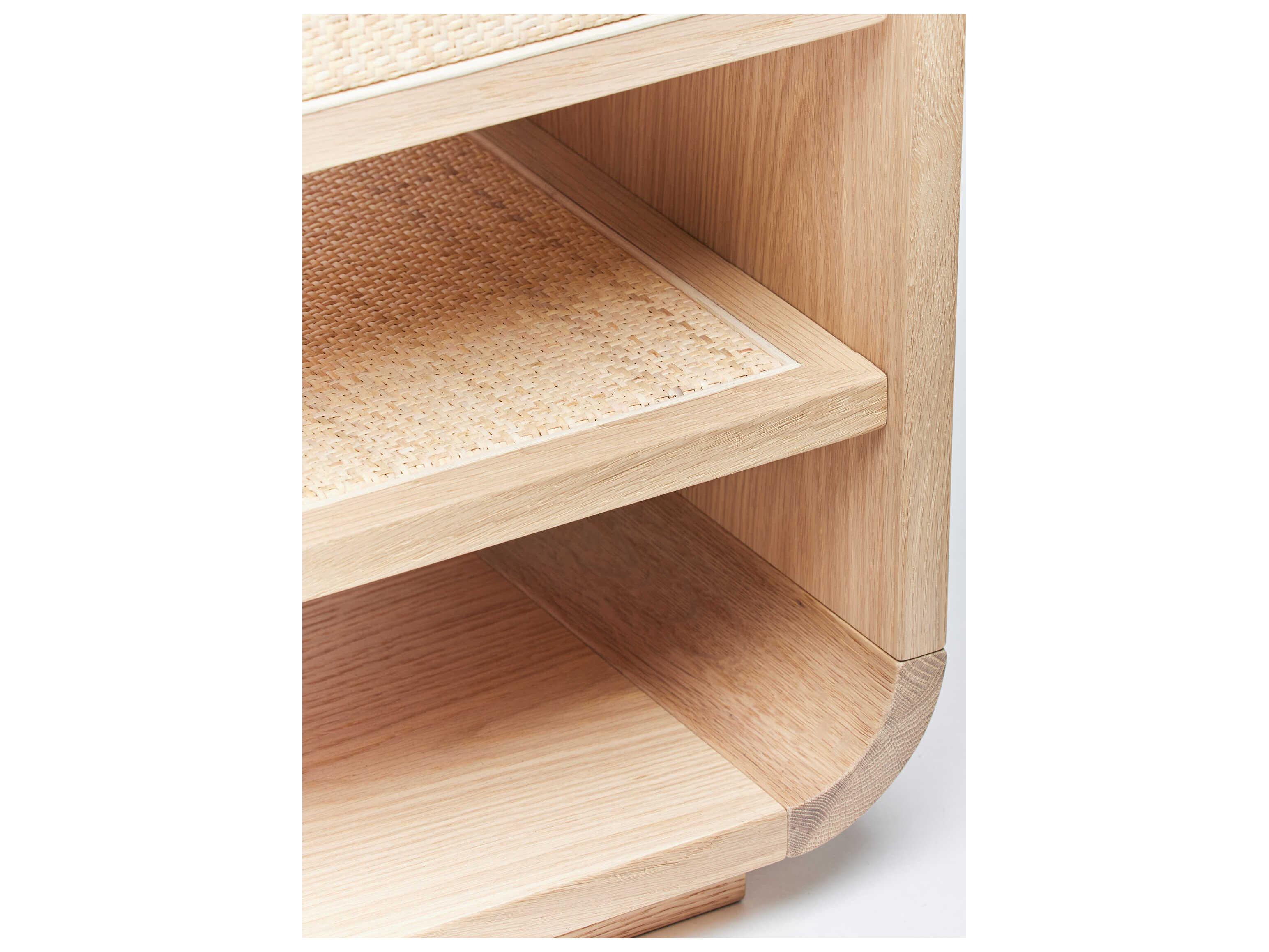 Interlude Home Marsh 1-Drawer Beige Oak Wood Nightstand