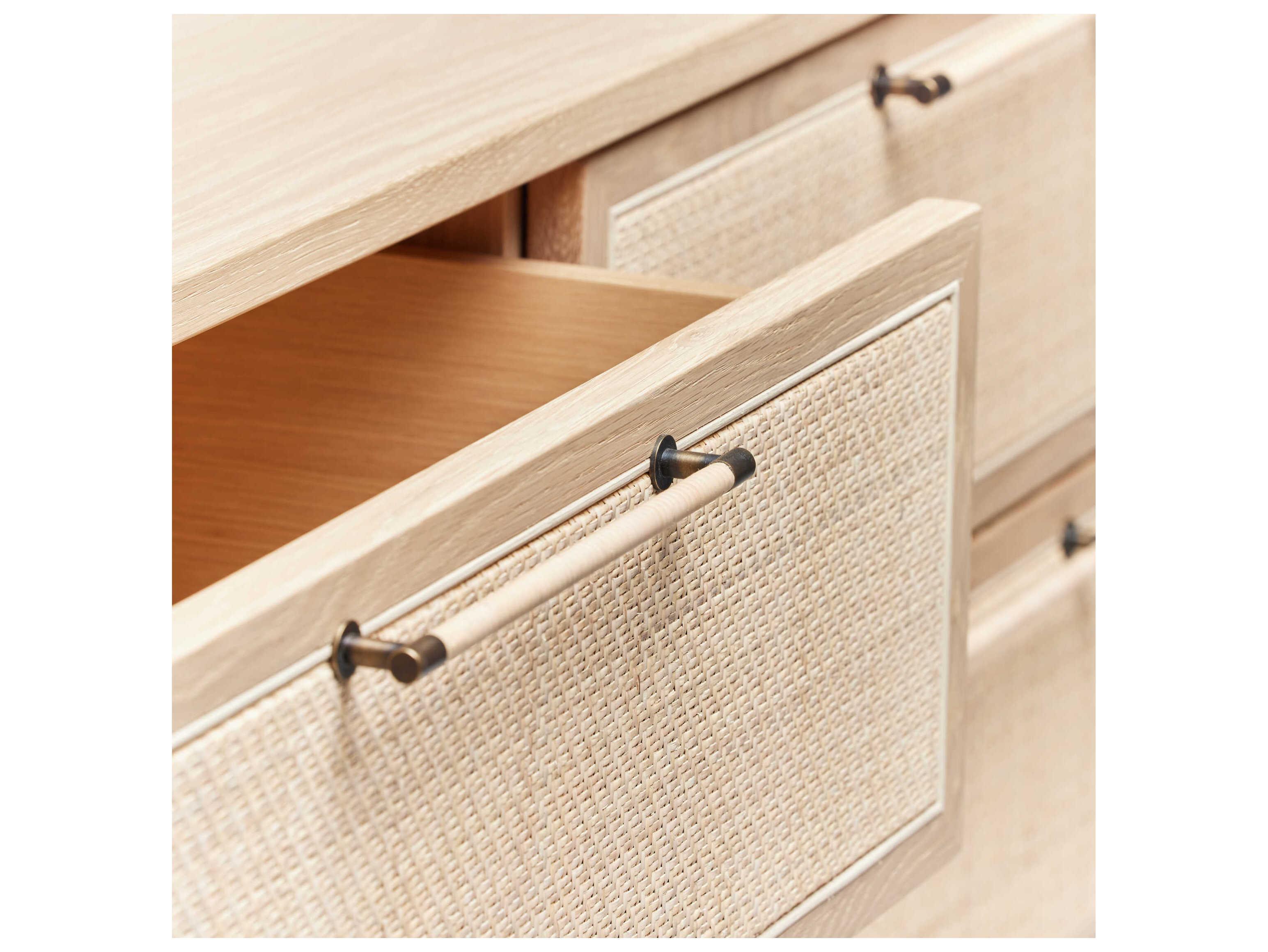 Interlude Home Marsh 6-Drawers Beige Oak Wood Double Dresser