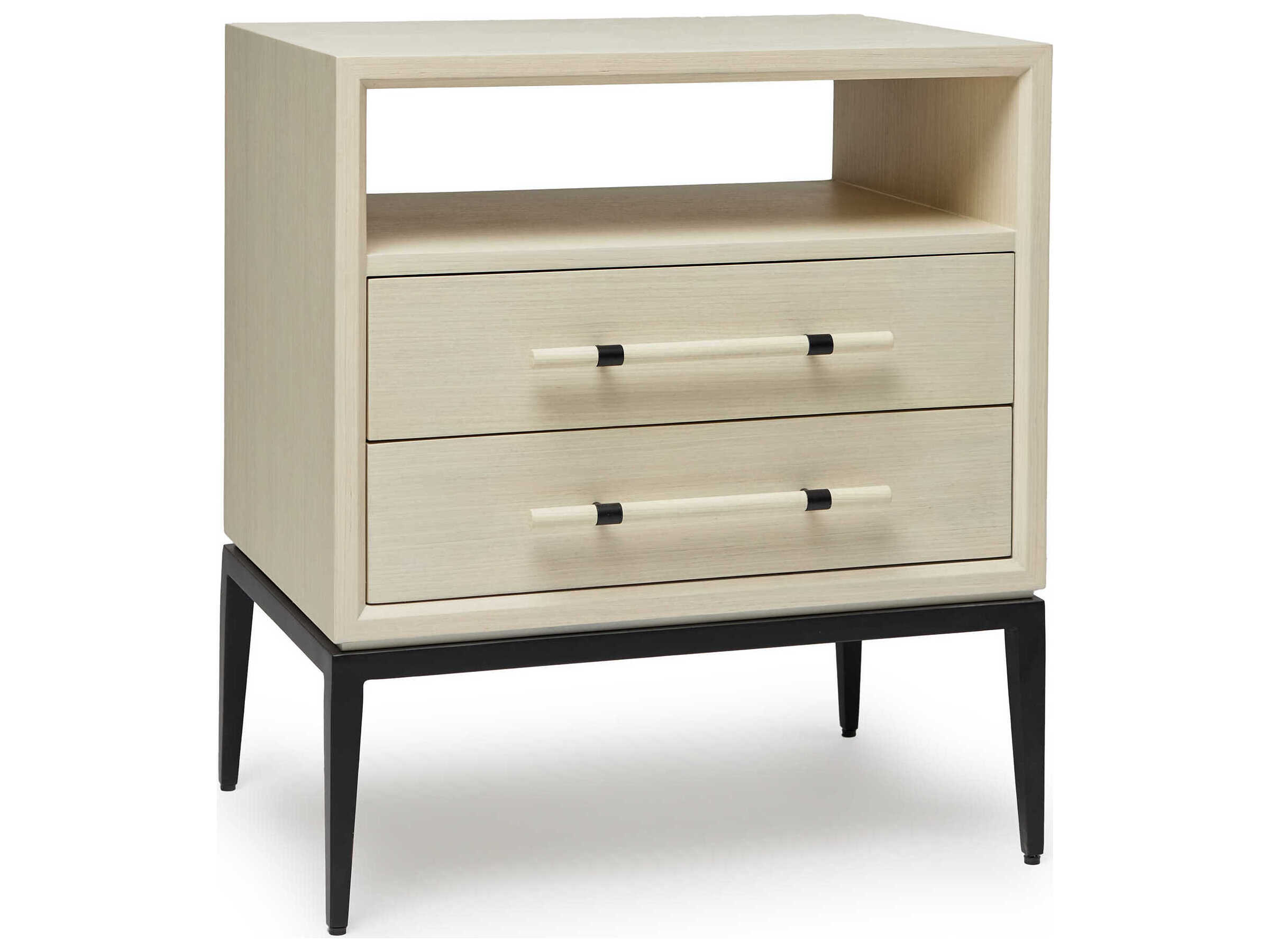 Interlude Home Burton 2-Drawers Beige Ash Wood Nightstand