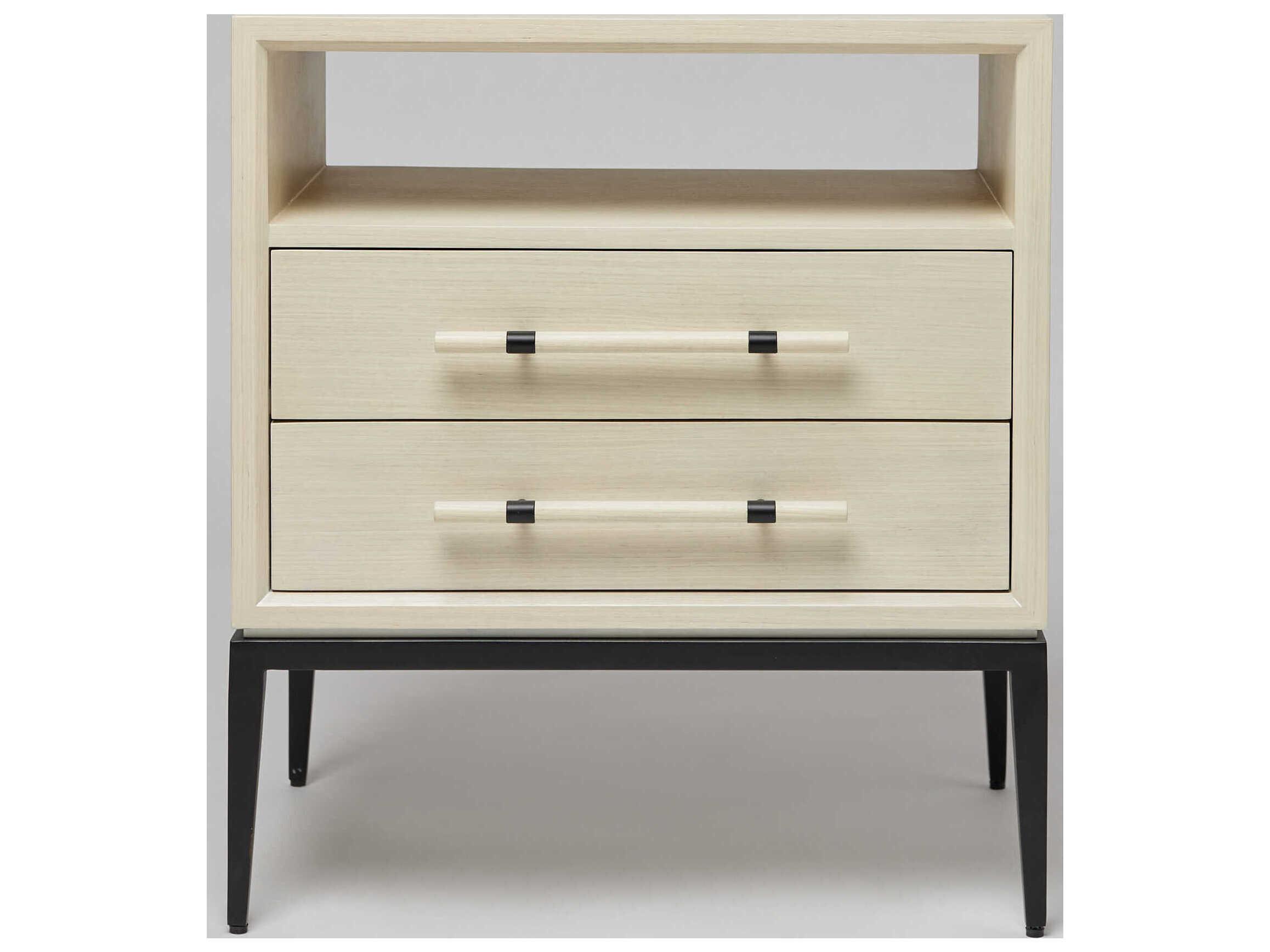 Interlude Home Burton 2-Drawers Beige Ash Wood Nightstand